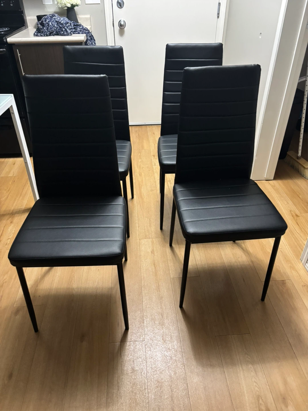 HOMCOM Dining Chairs (Set of 4) - Black Faux Leather - photo 5