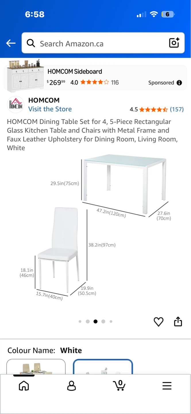 HOMCOM Dining Chairs (Set of 4) - Black Faux Leather