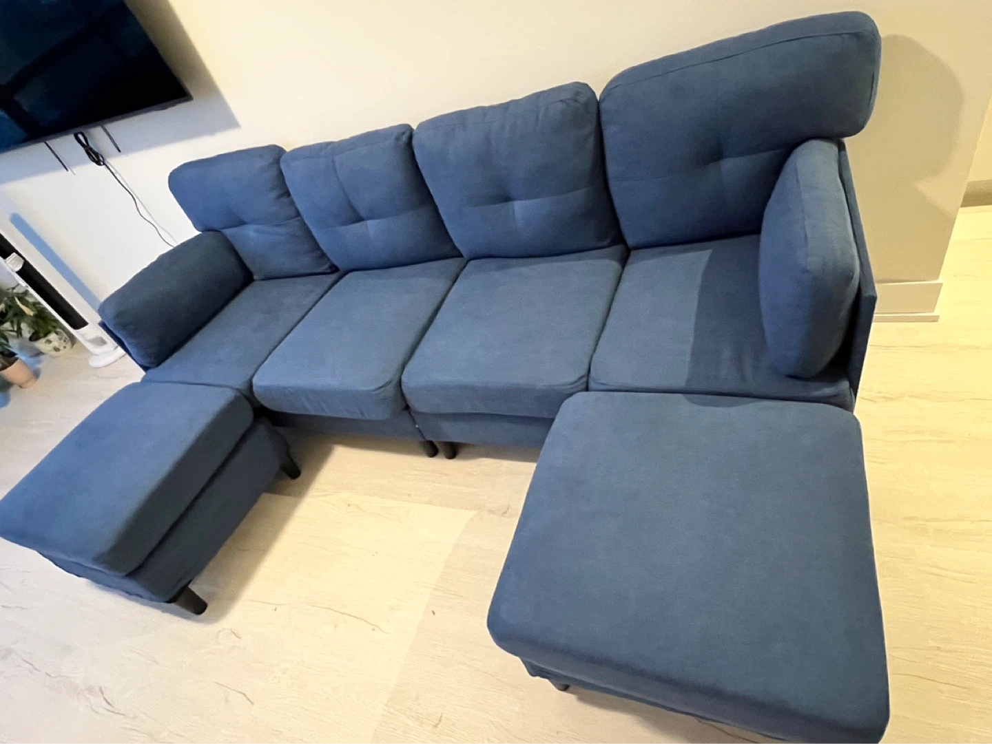 Brand New Modern Blue U-Shaped Sectional Sofa with Ottomans - photo 5