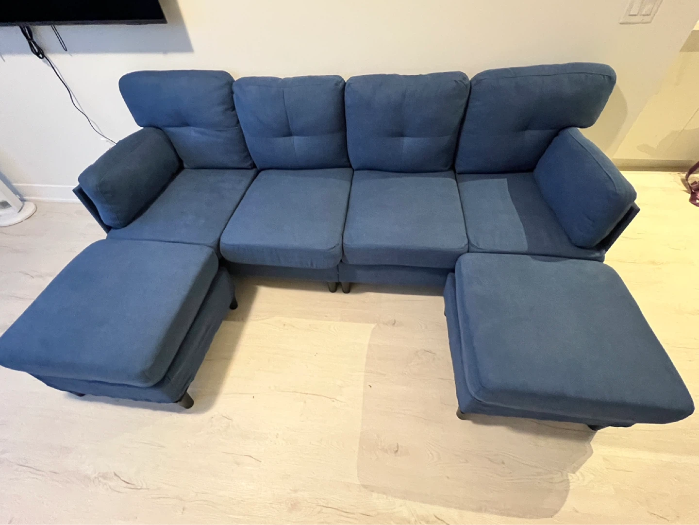 Brand New Modern Blue U-Shaped Sectional Sofa with Ottomans - photo 4