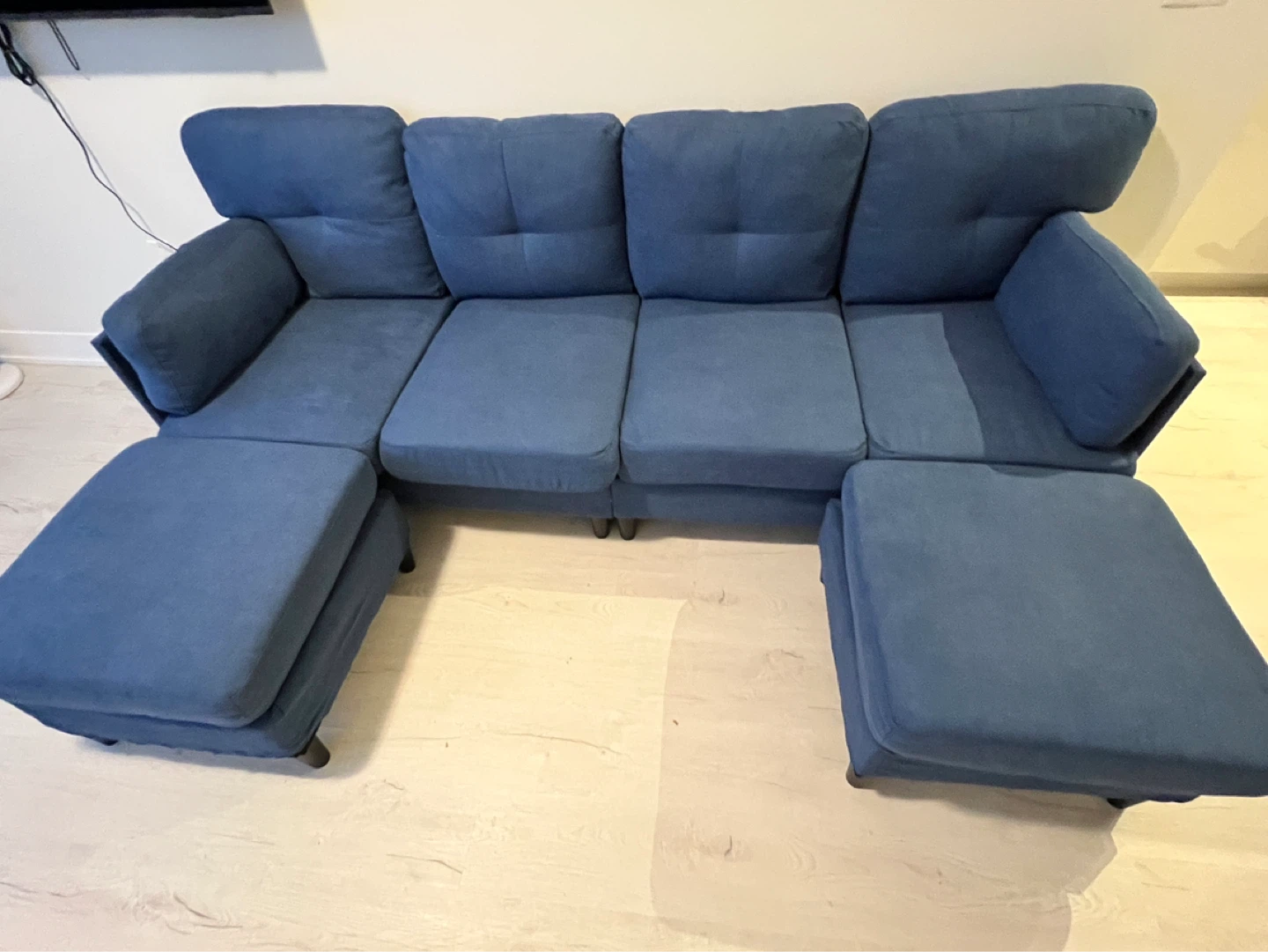 Brand New Modern Blue U-Shaped Sectional Sofa with Ottomans - photo 3
