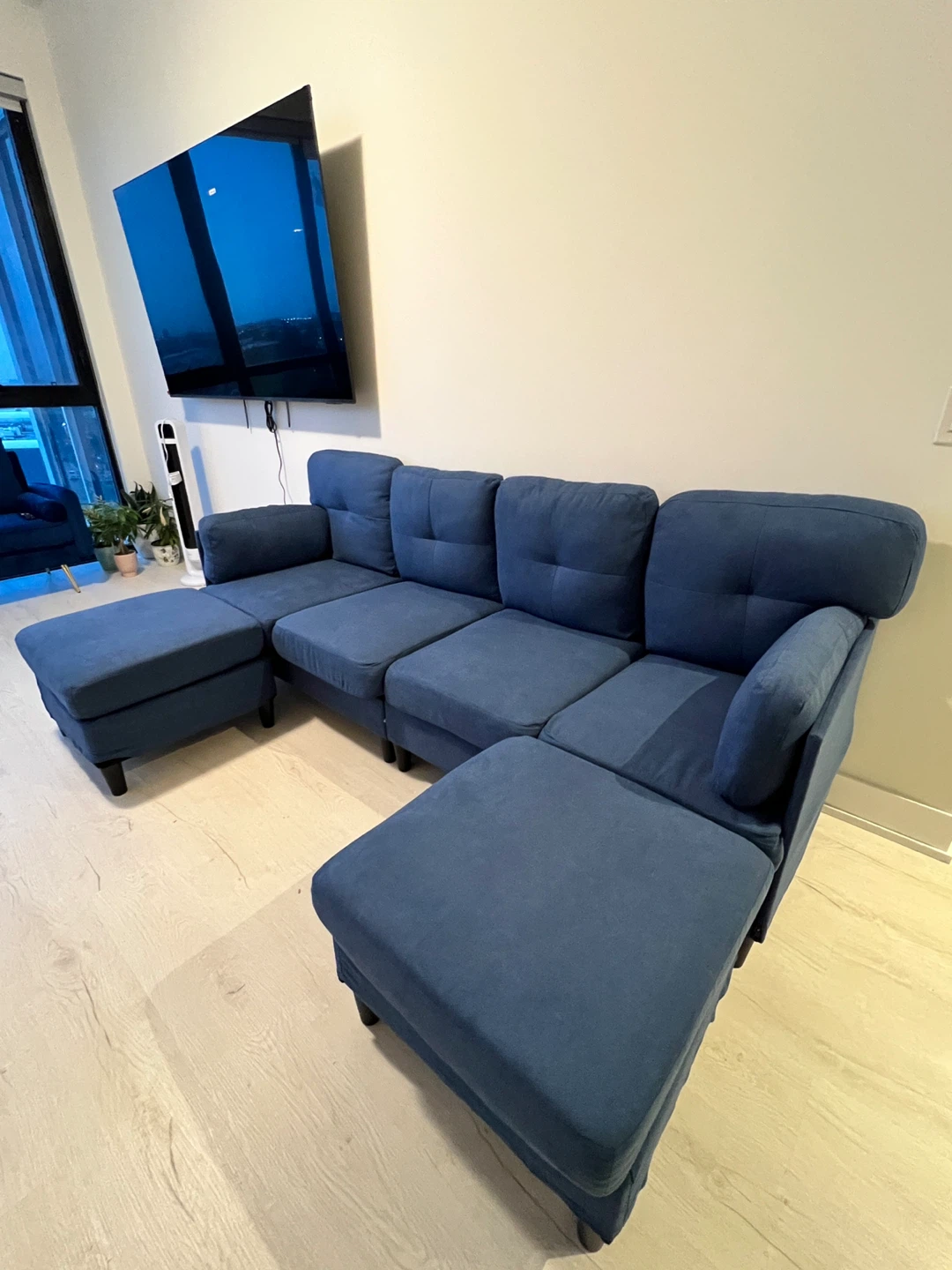 Brand New Modern Blue U-Shaped Sectional Sofa with Ottomans - photo 2