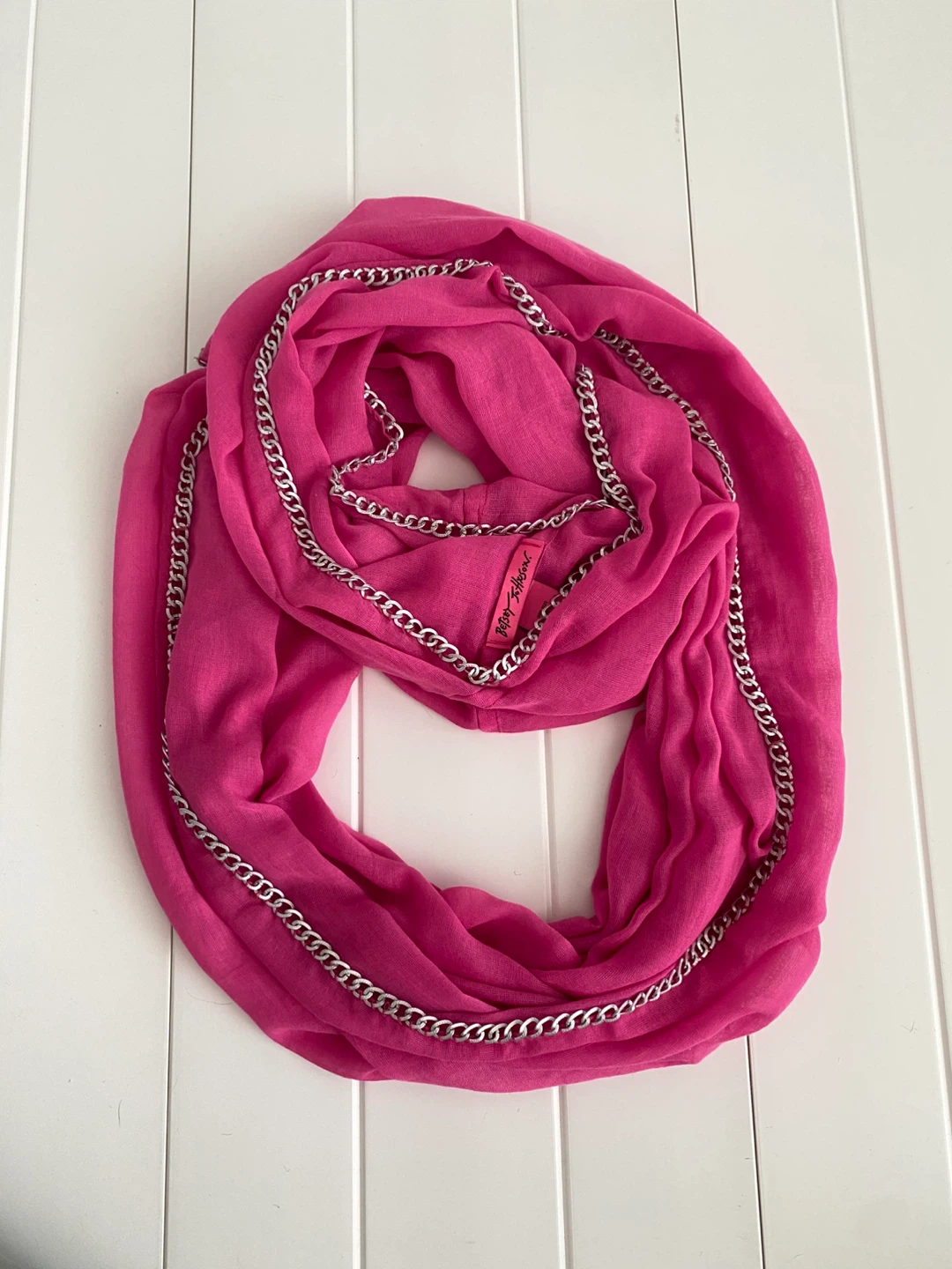 2pcs Betsey Johnson Black & Pink Chain Trim Infinity Scarf⚽️ - photo 5