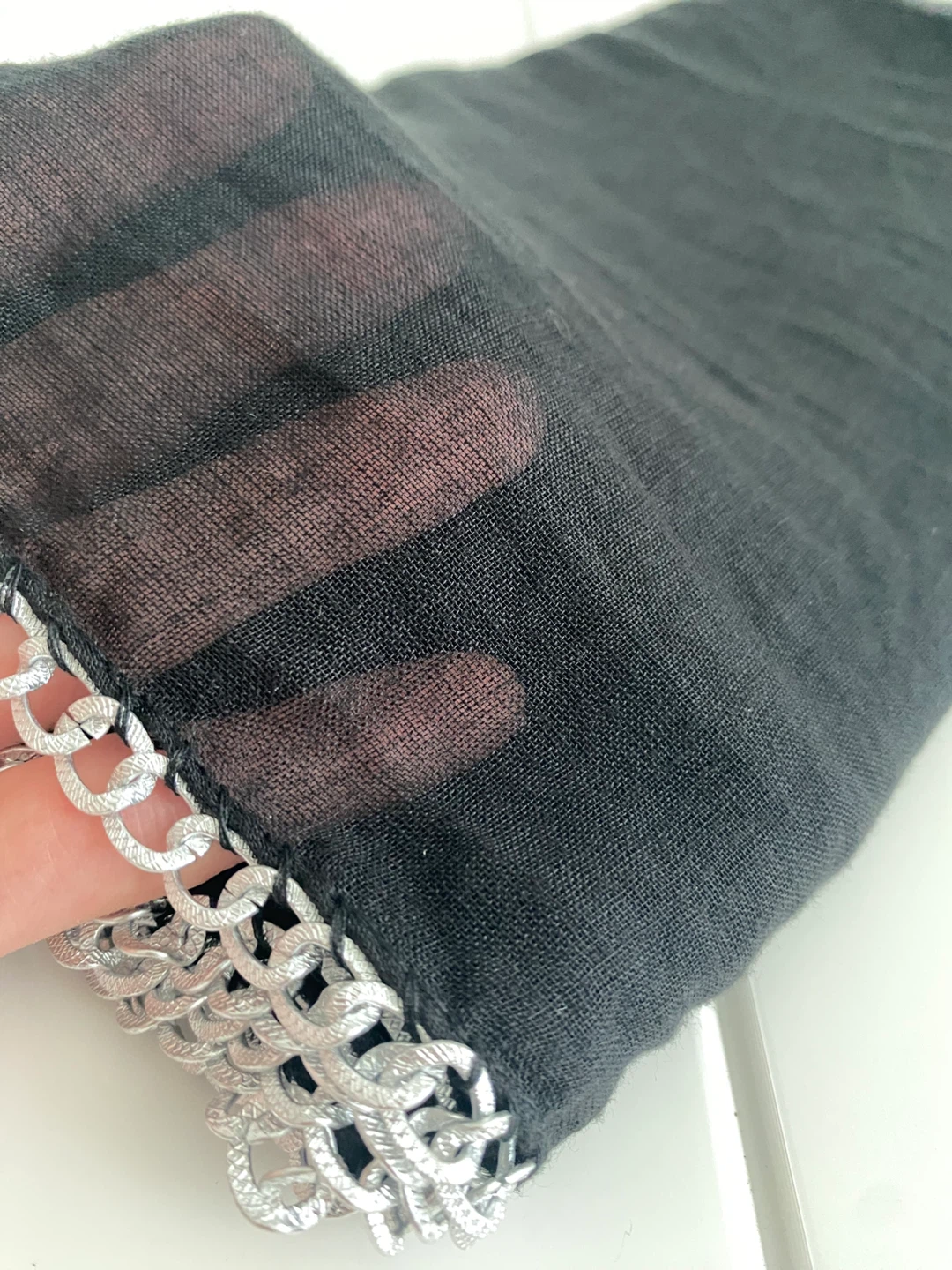 2pcs Betsey Johnson Black & Pink Chain Trim Infinity Scarf⚽️ - photo 4