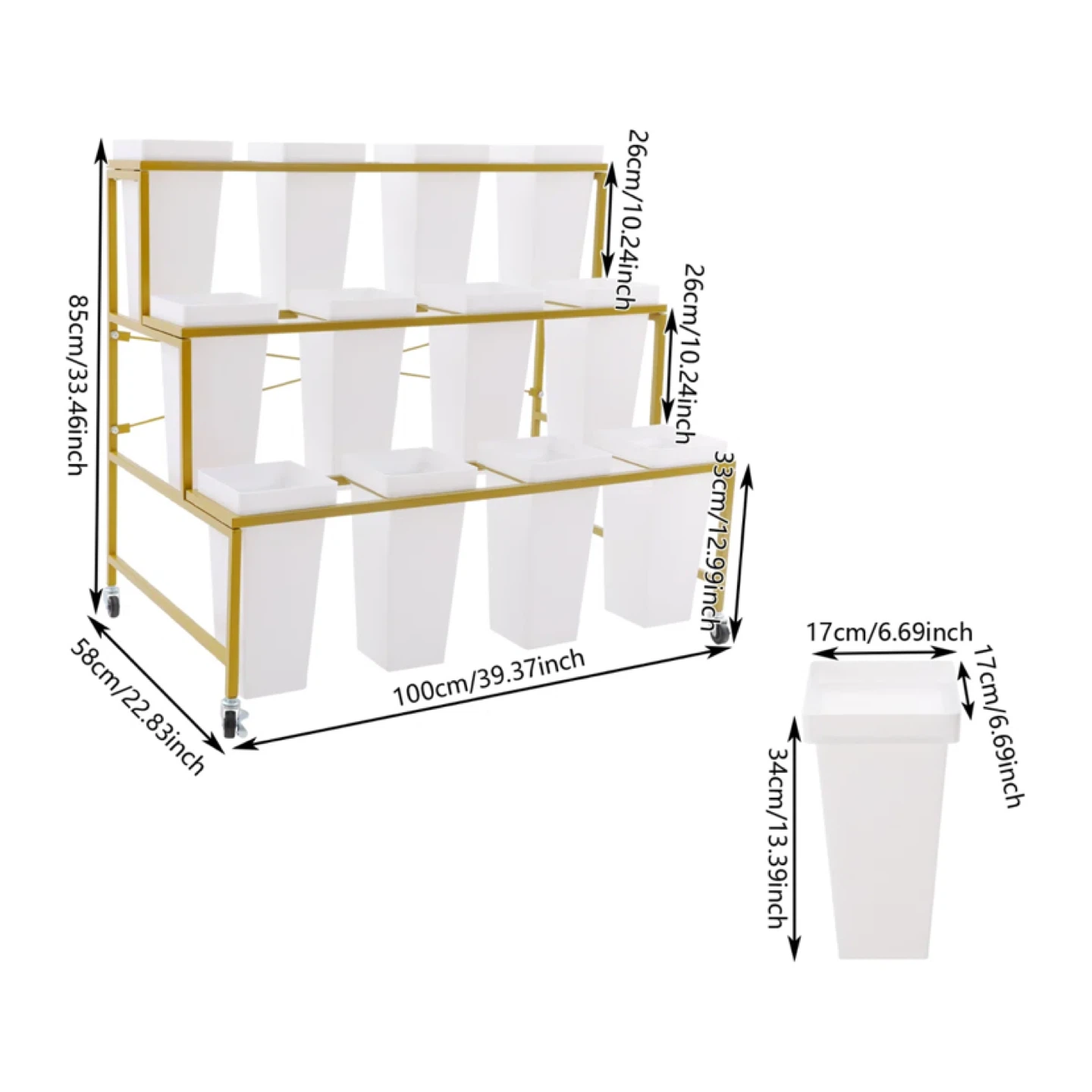 Dovetta 3-Tier Metal Flower Display Stand- Bucket not included