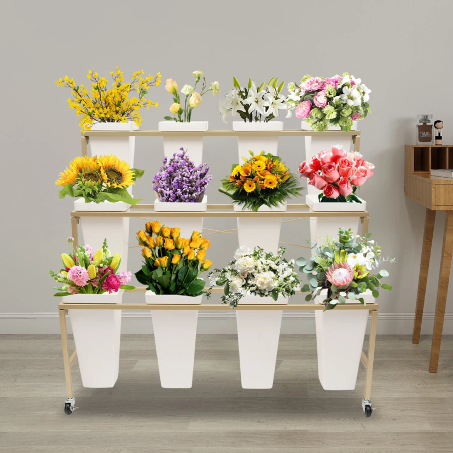 Dovetta 3-Tier Metal Flower Display Stand- Bucket not included - photo 2
