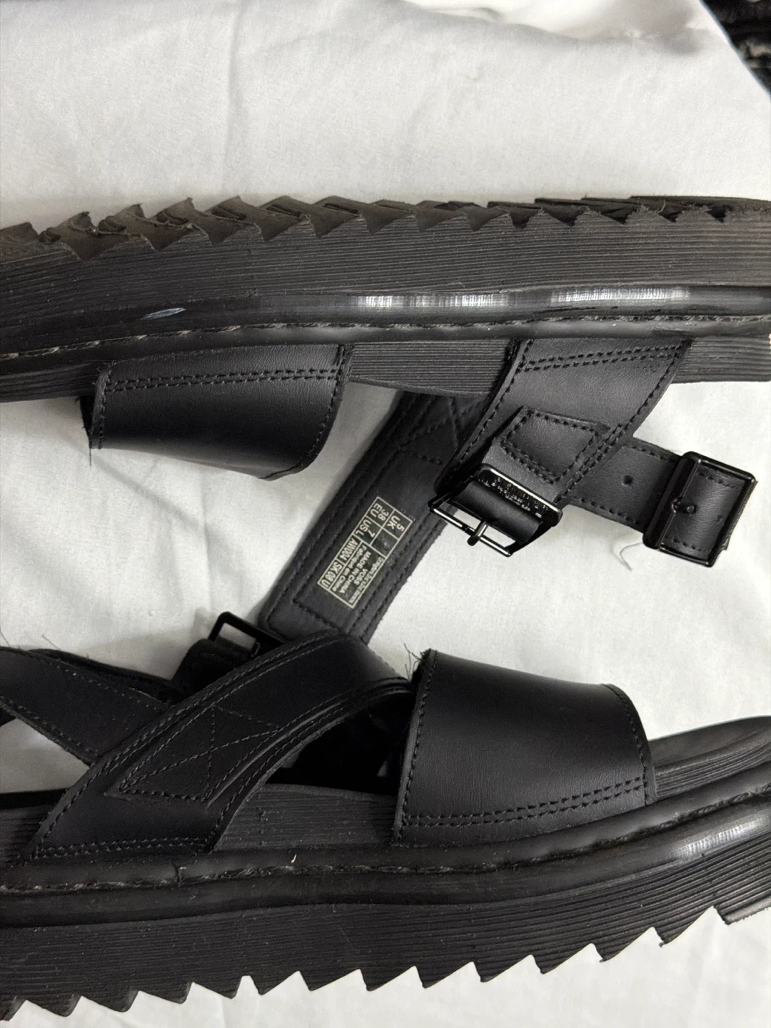 Dr. Martens Black Leather Platform Sandals