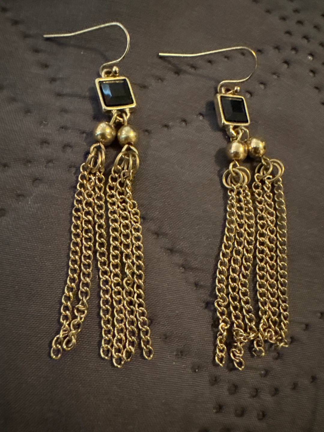 Gold Tone Necklace and Earring Set with Black Accents ⚽ - photo 3