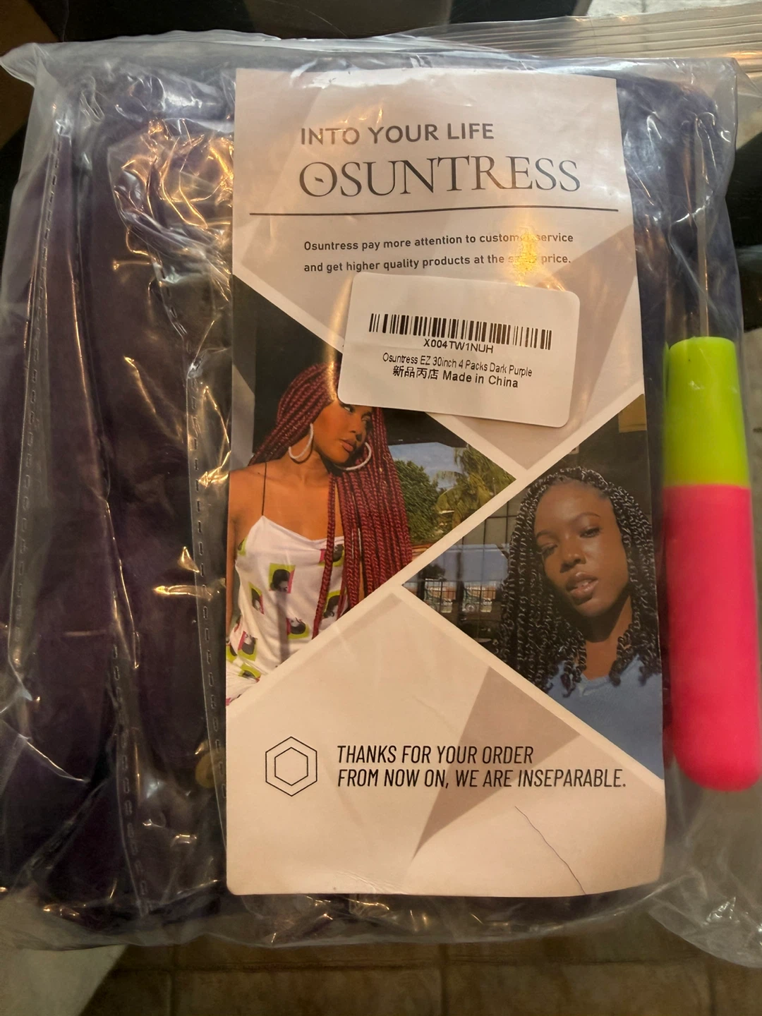 30inch Braiding Hair - Dark Purple 4 packs
