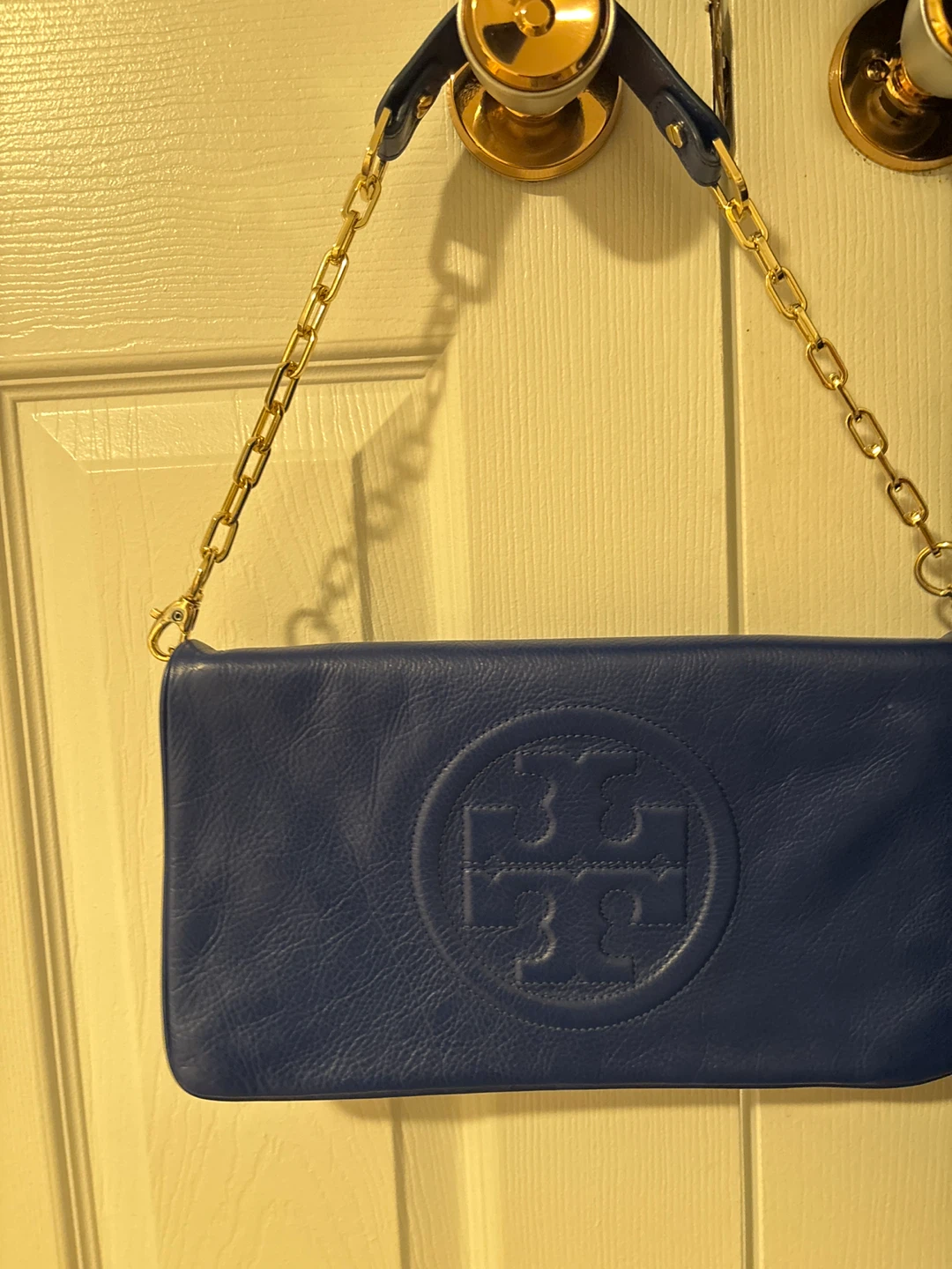 Tory Burch Royal Blue Leather Chain Shoulder Bag