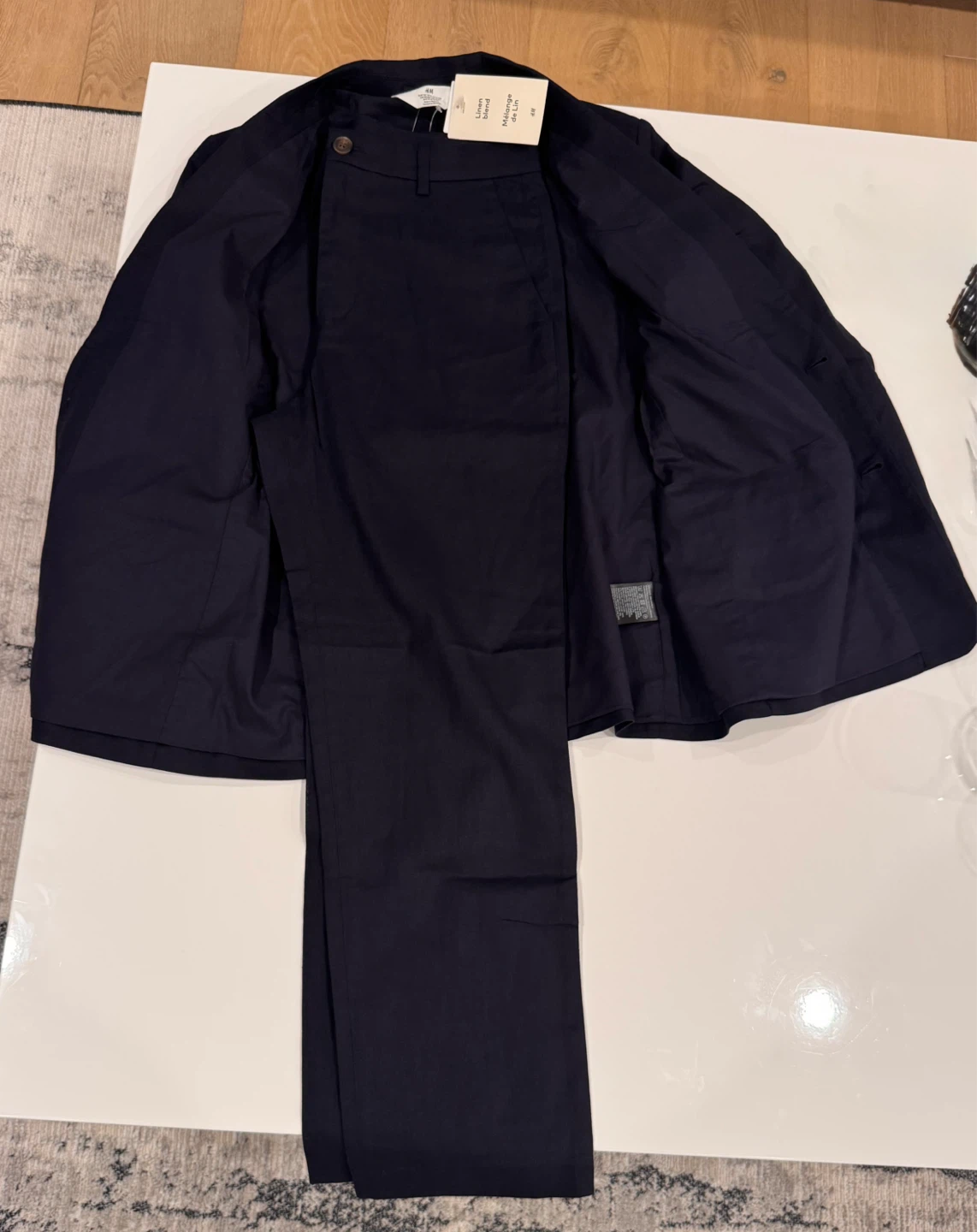H&M navy Linen Blend Suit Jacket and Pants - photo 5