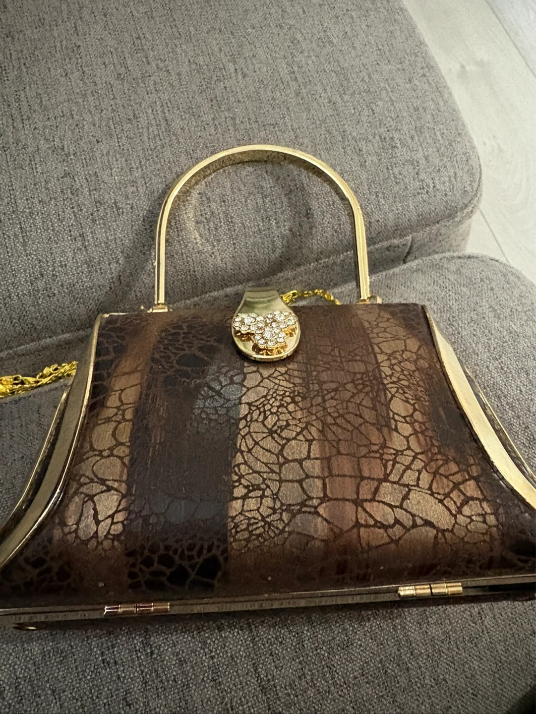 Small evening clutch with gold chain - photo 2
