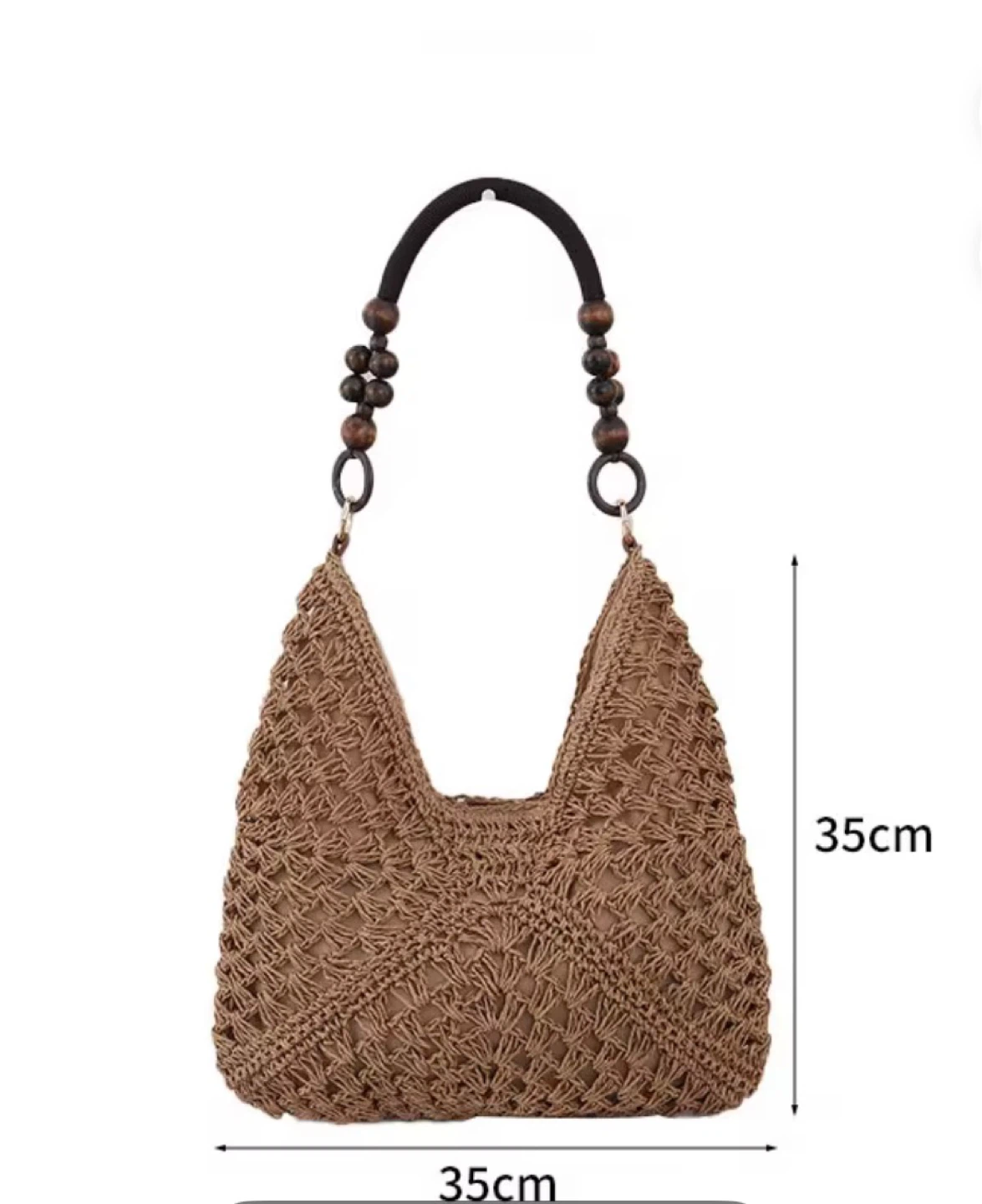 Crocheted Shoulder Bag with Wooden Beads - photo 4
