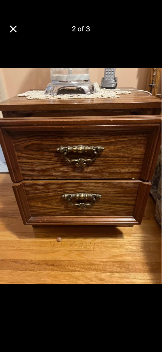 Two-drawer wooden nightstand