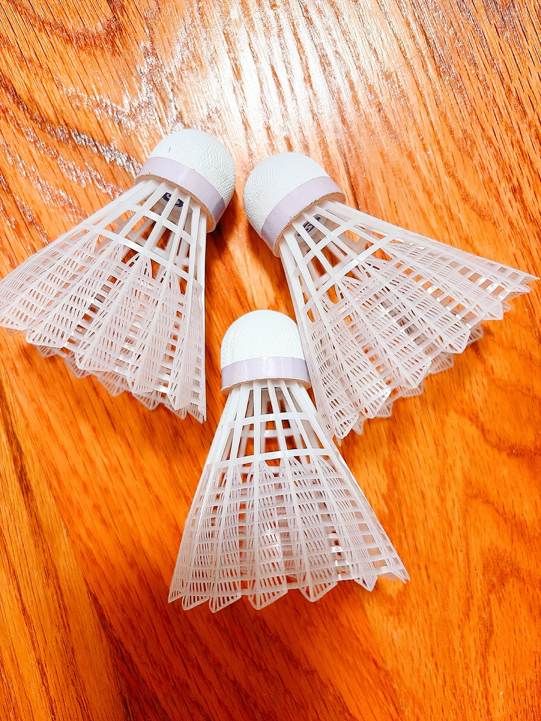 3 White Badminton Shuttlecocks