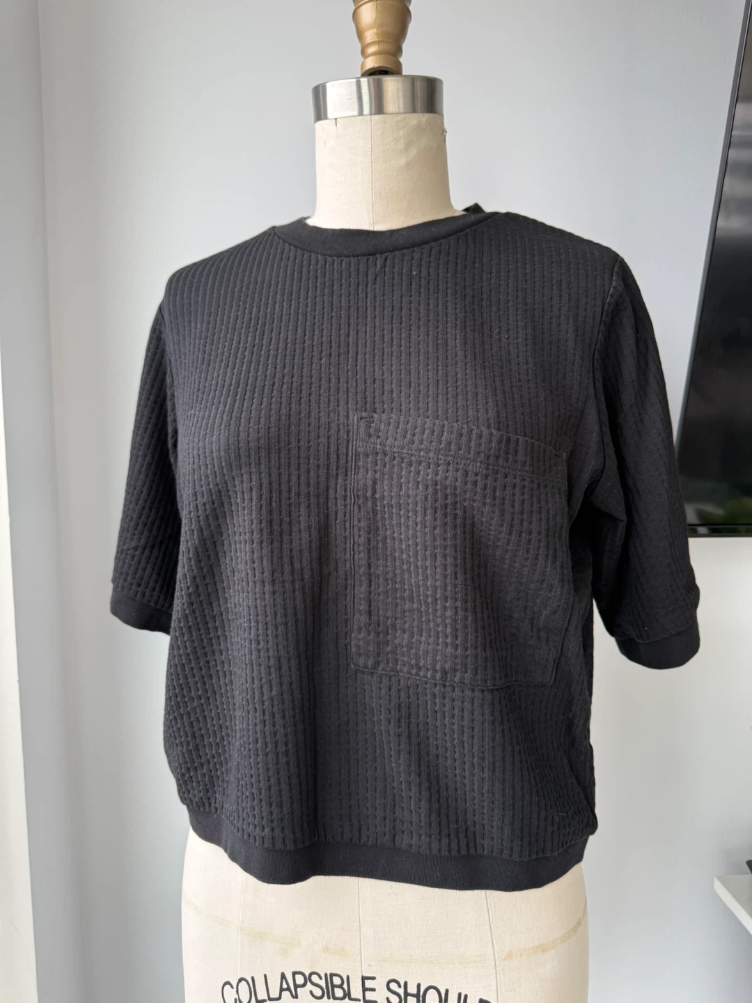 ⚽️OAK + FORT Black Quilted Pocket T-Shirt size xs