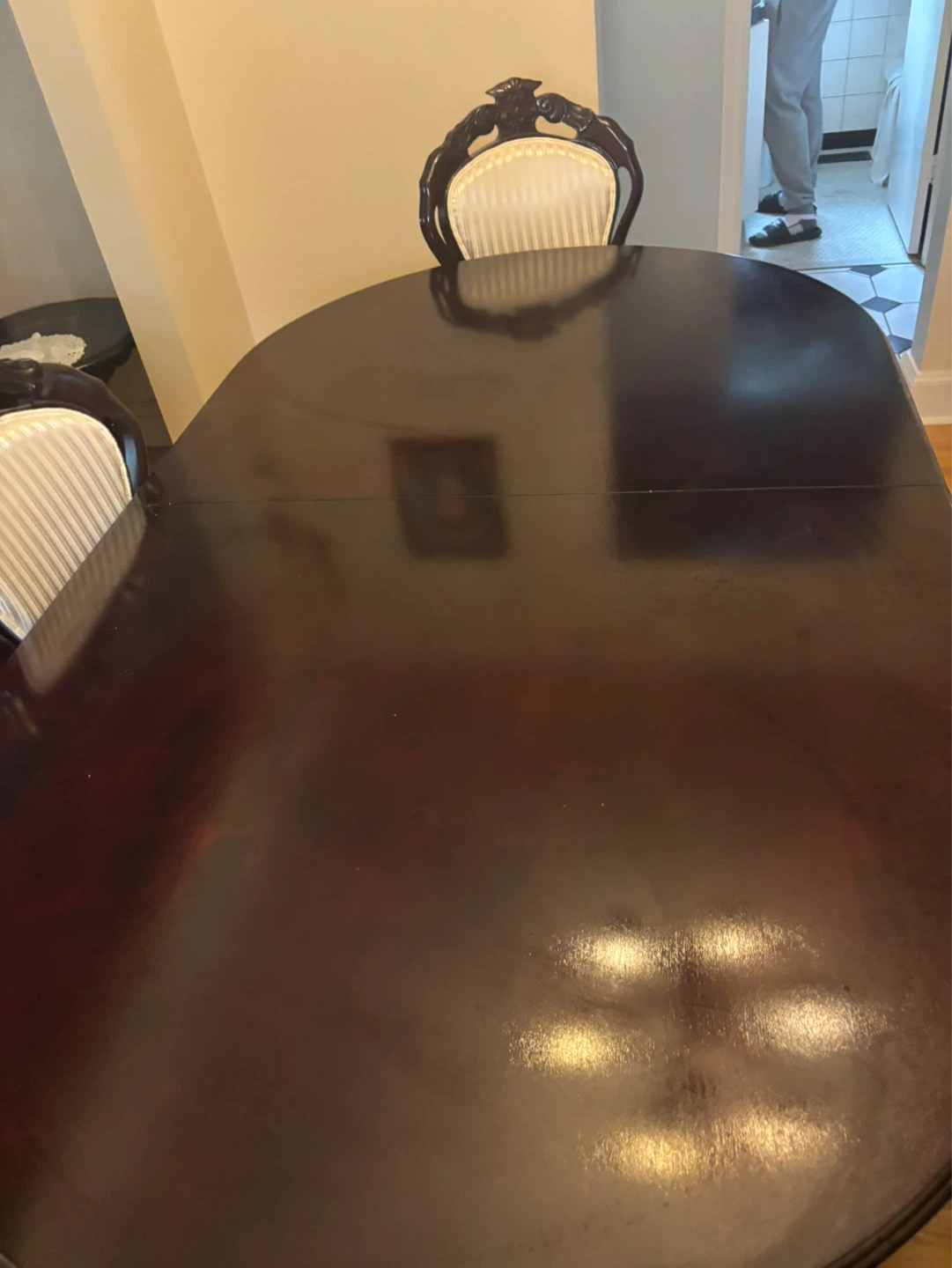 Dark Wood Oval Dining Table with Chairs - photo 3