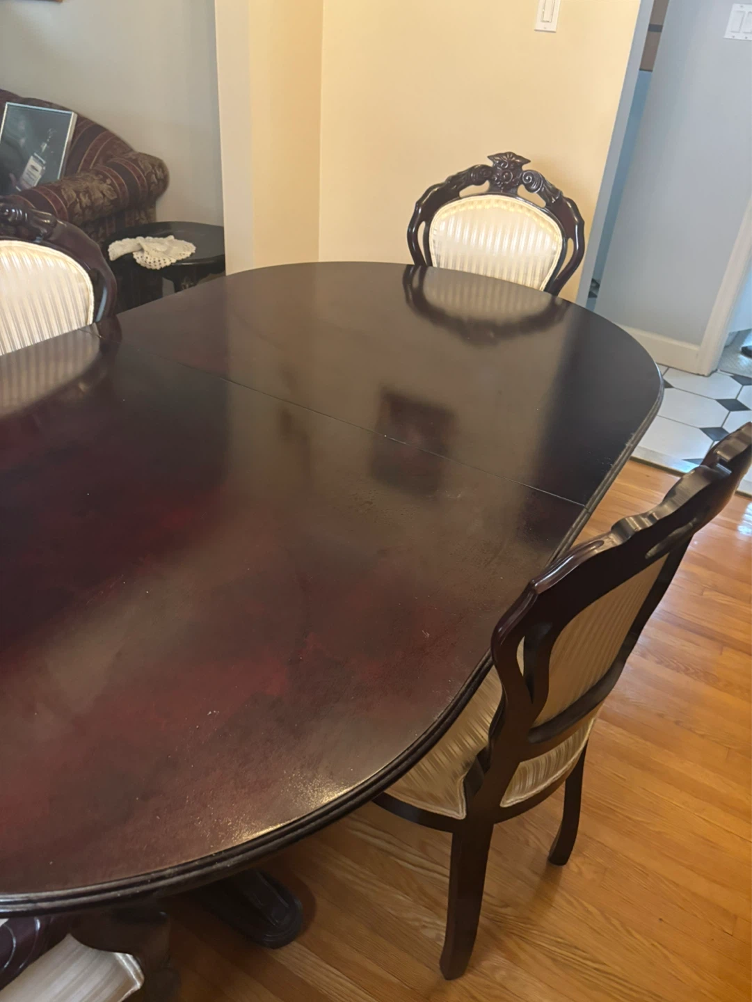 Dark Wood Oval Dining Table with Chairs