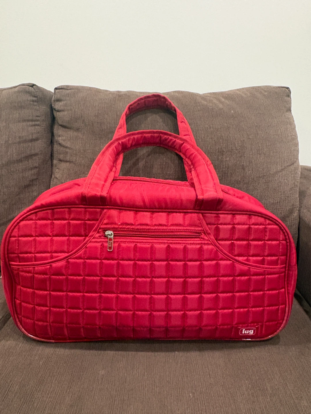 Lug Red Quilted Travel Bag Duffle Weekender