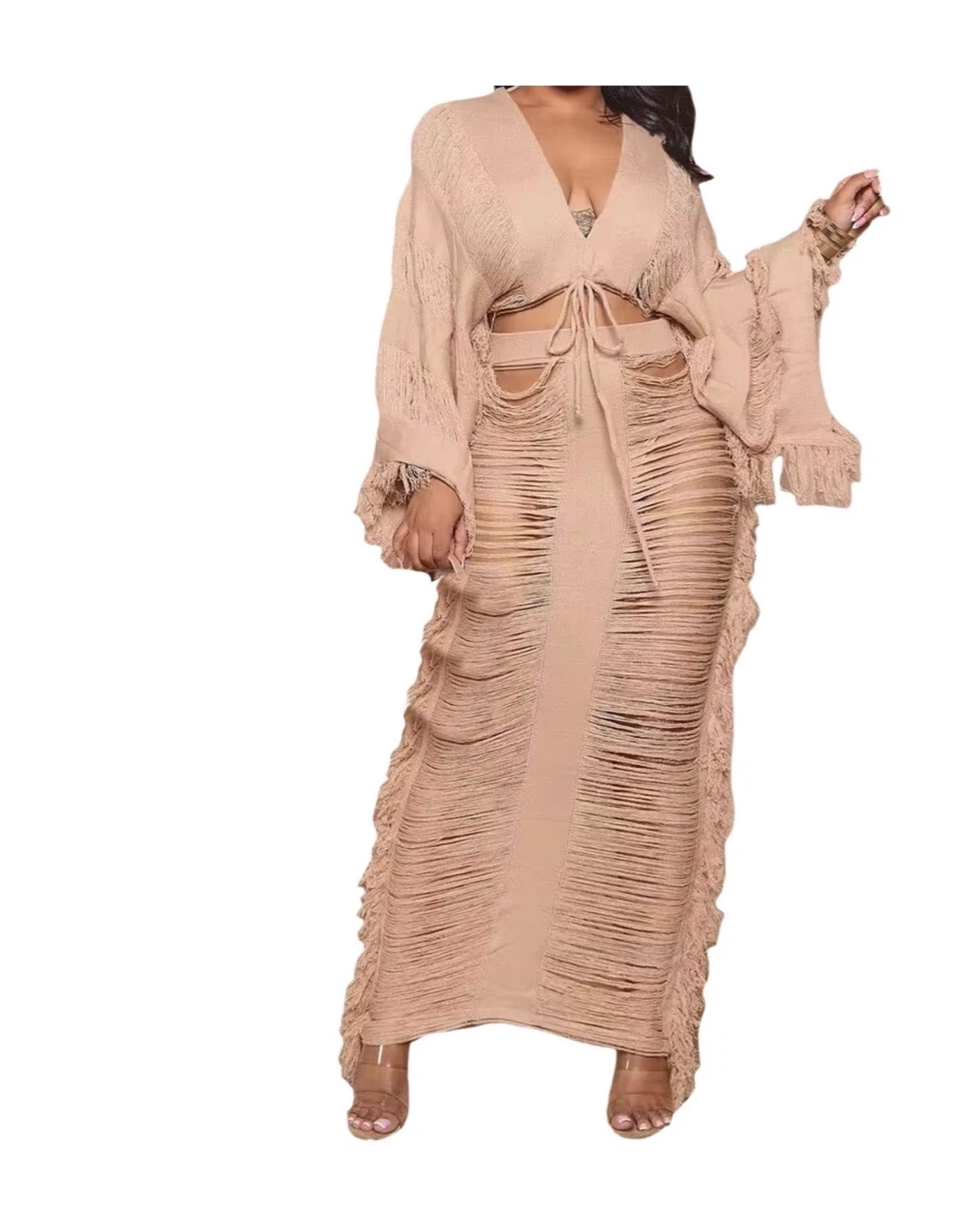Knit Maxi Dress and Top Set