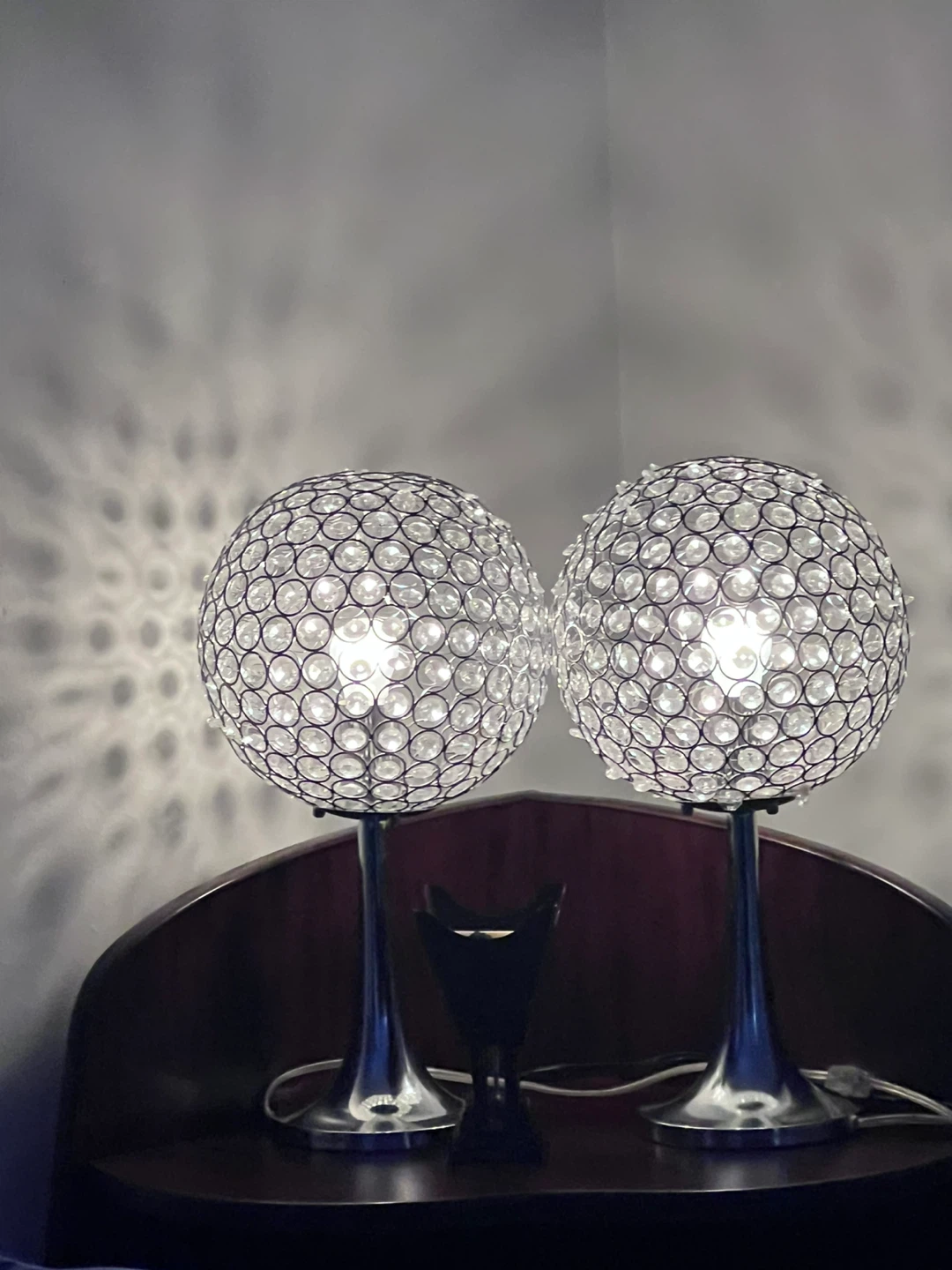 Set of 2 Crystal Ball Table Lamps