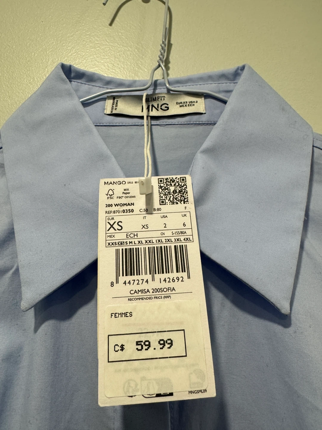 MNG Poplin Slim Fit Shirt size XS - photo 2