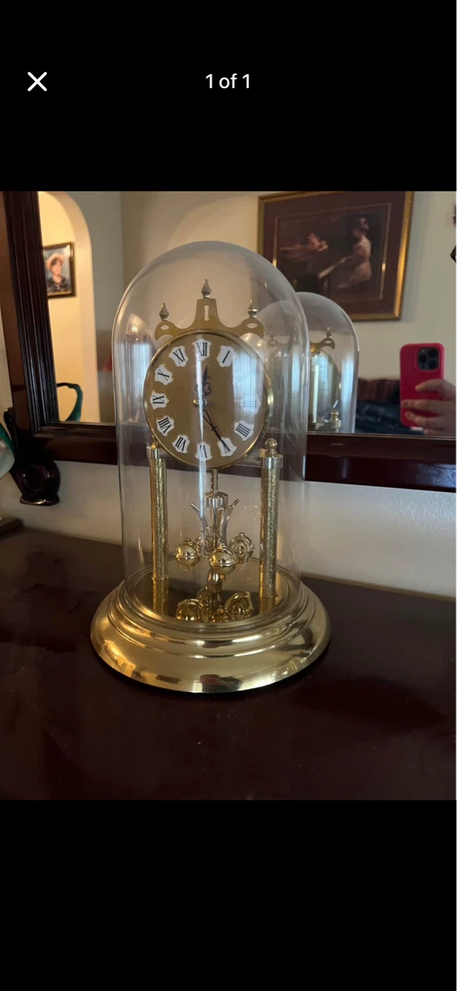Vintage Brass Atmos Clock with Glass Dome
