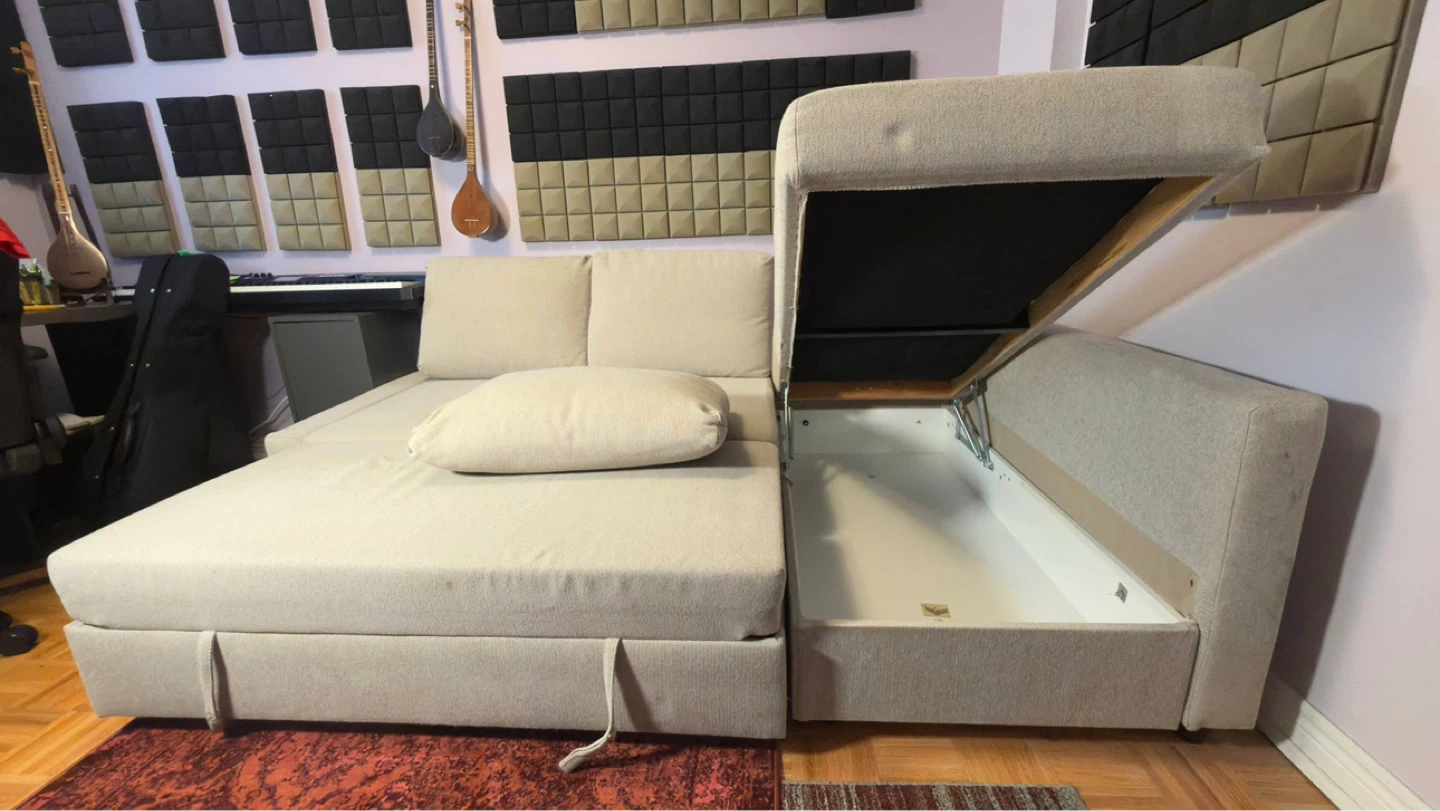 Light Beige Sectional Sofa with Storage - photo 5