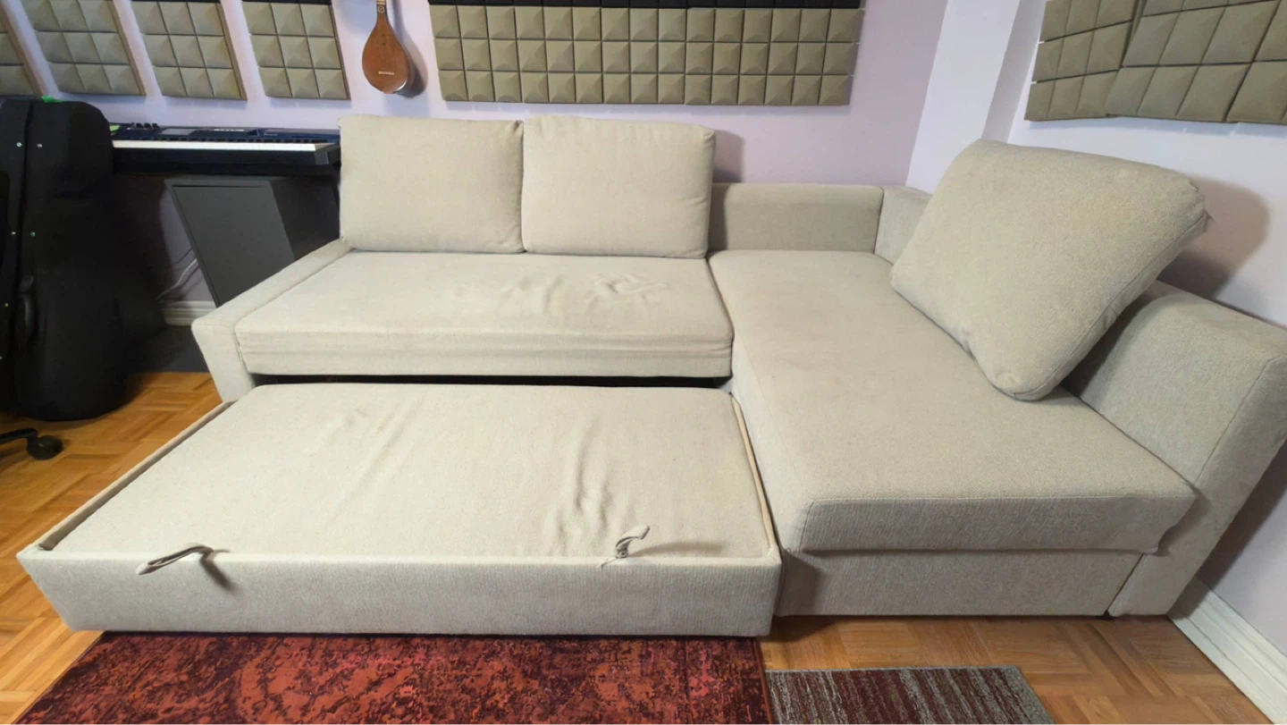 Light Beige Sectional Sofa with Storage - photo 2