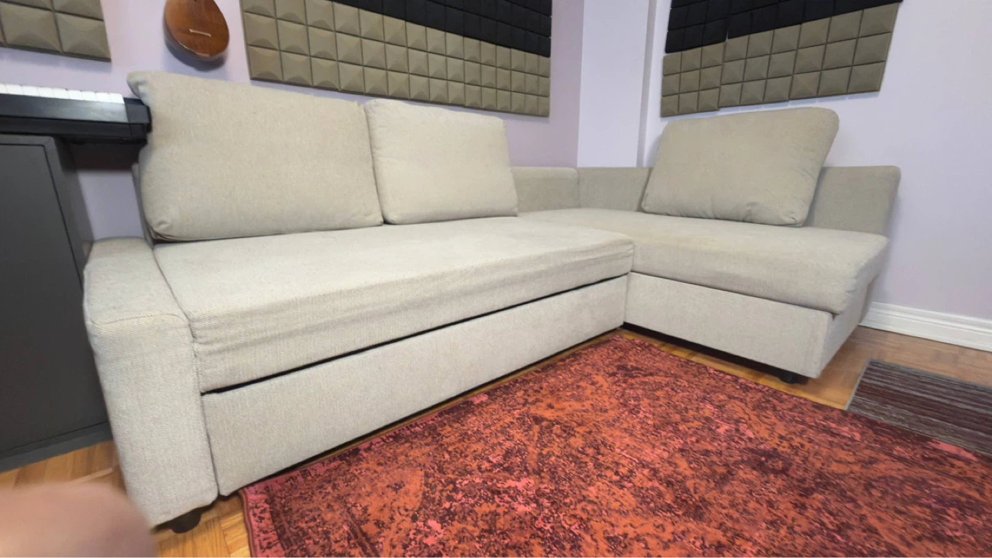 Light Beige Sectional Sofa with Storage
