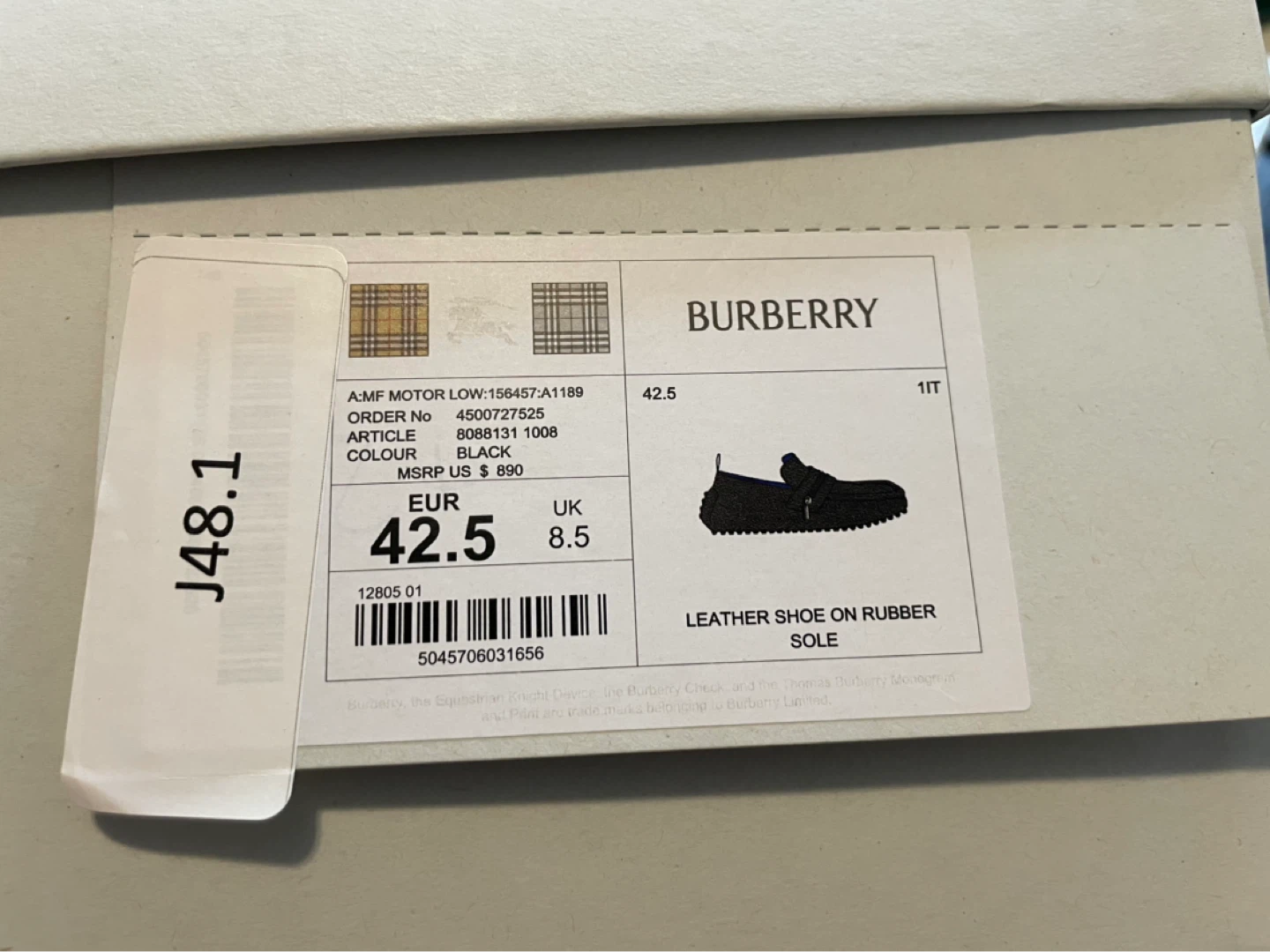 ⚽️Burberry A-MF Motor Loafers Black Leather Size 42.5 - photo 5