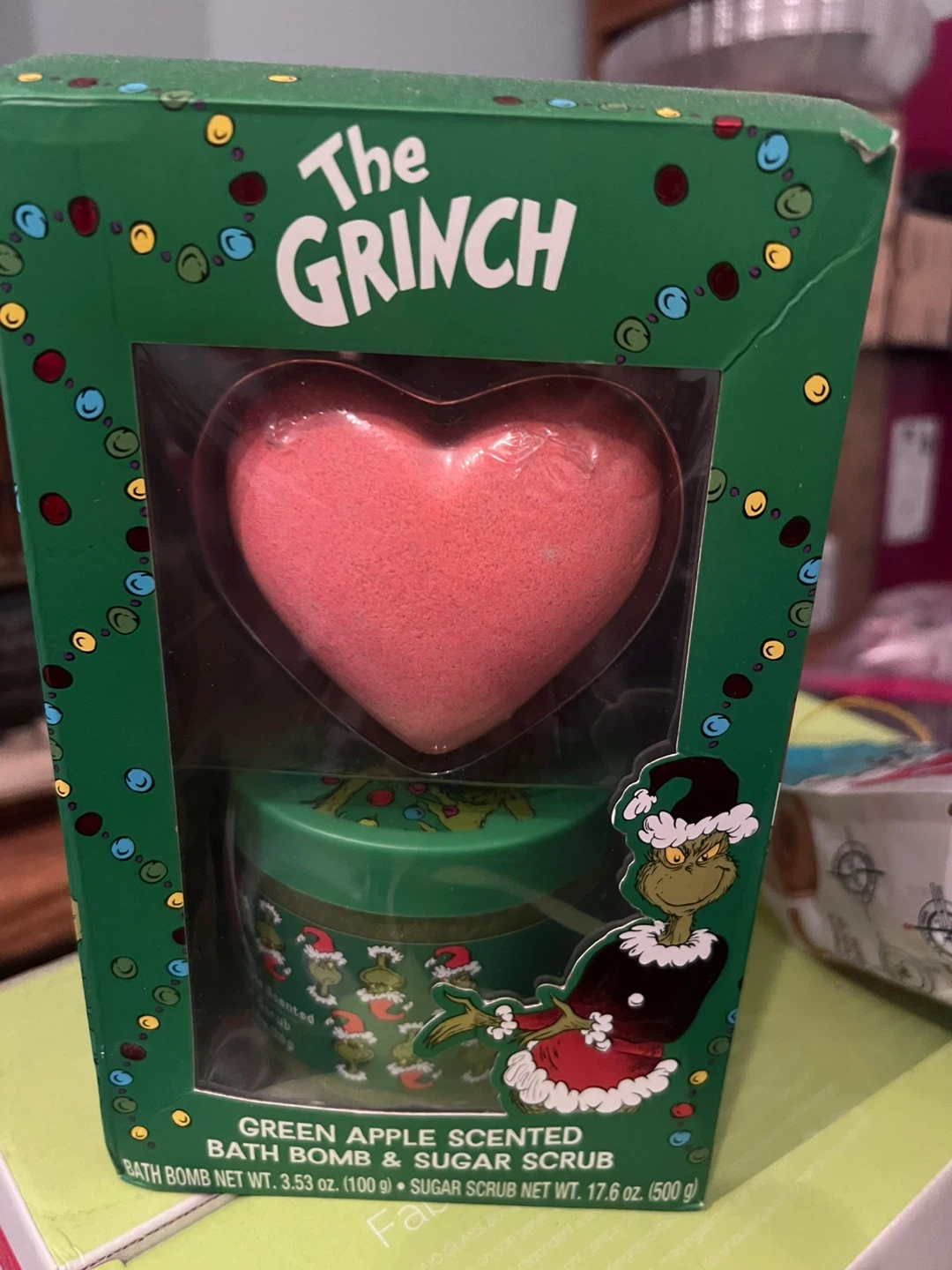 The Grinch Green Apple Scented Bath Bomb & Sugar Scrub Set
