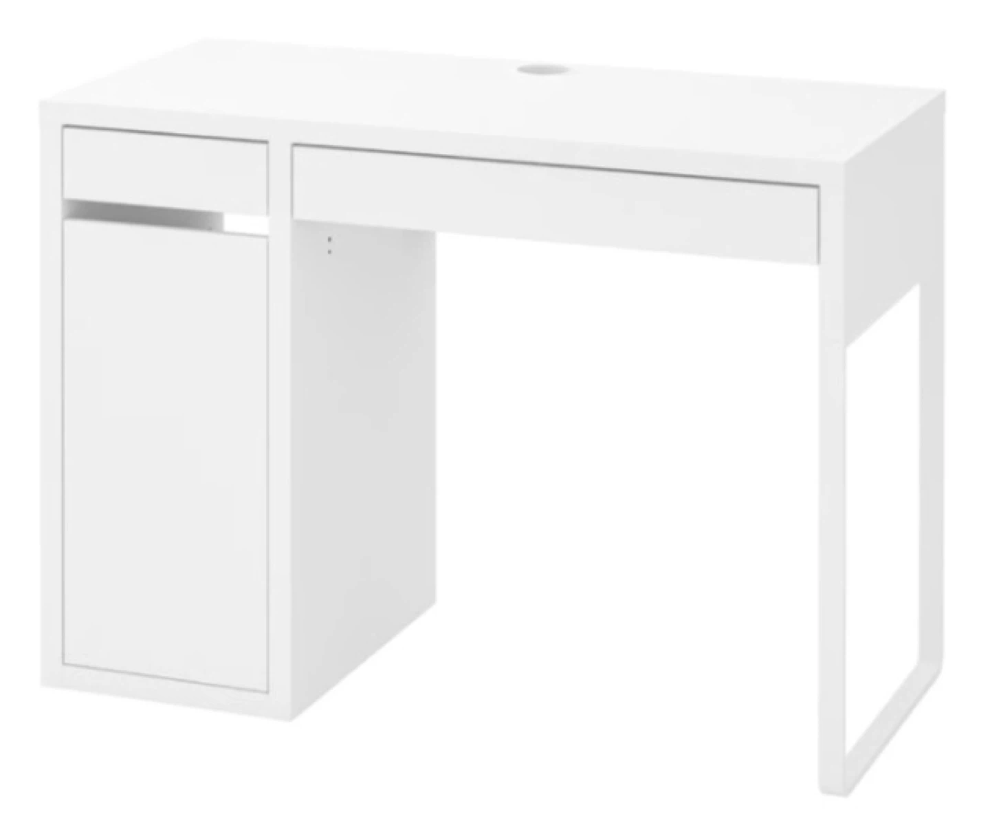 White Desk with Drawer and Cabinet