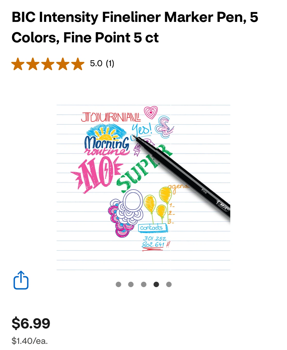 NEW⚽️Fineliner Marker Pens - 5 Colors - photo 2