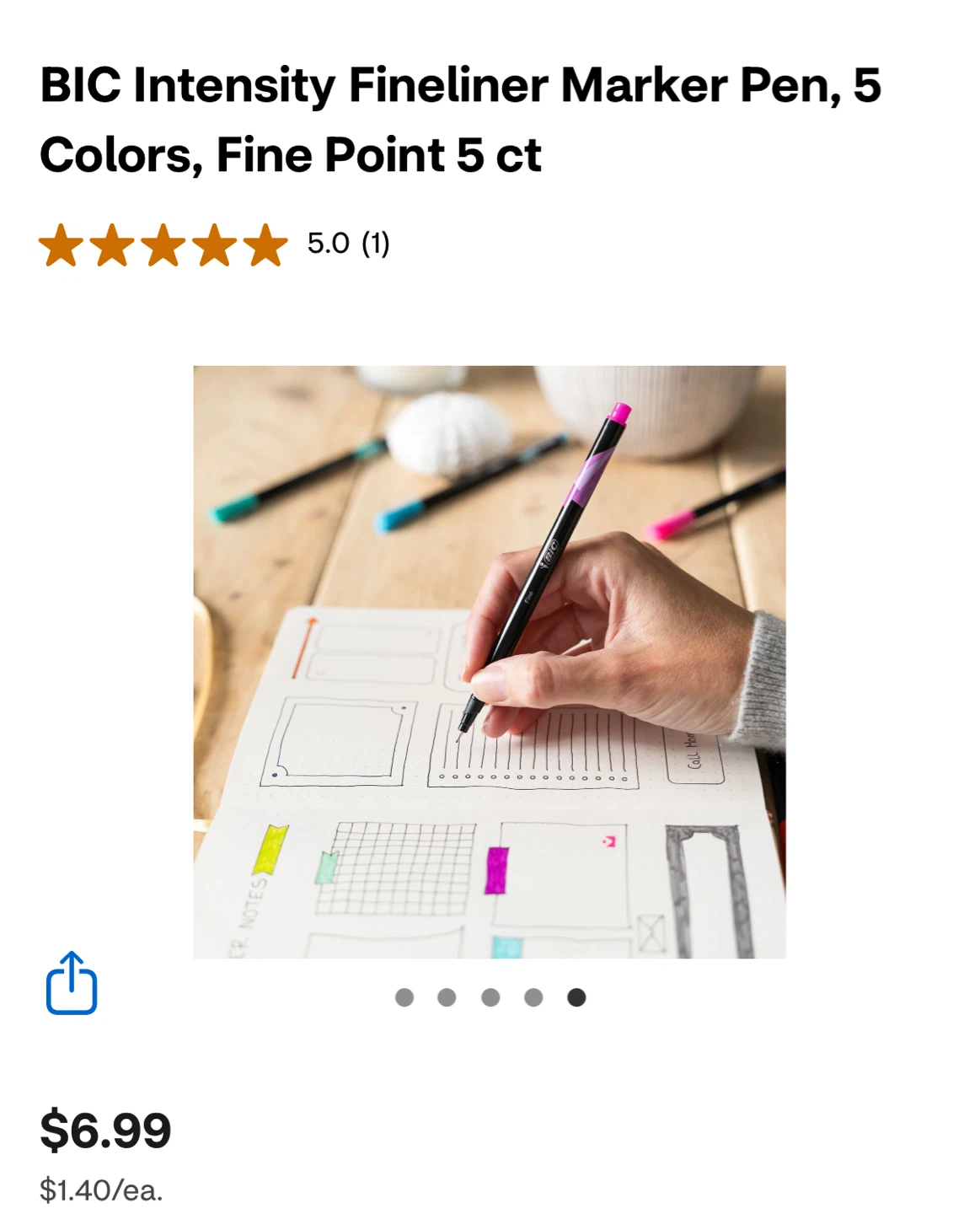 NEW⚽️Fineliner Marker Pens - 5 Colors - photo 3