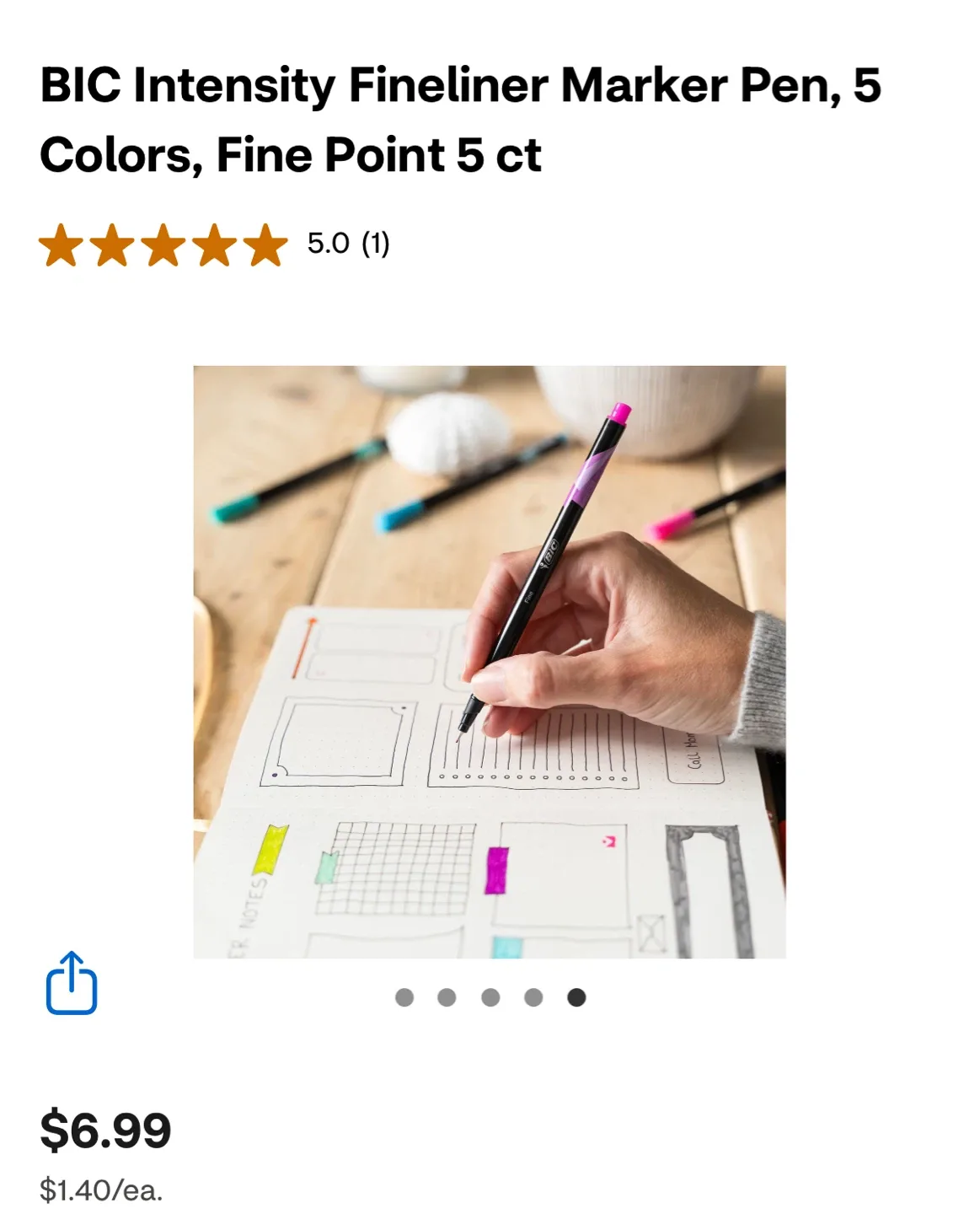 NEW⚽️Fineliner Marker Pens - 5 Colors - photo 3