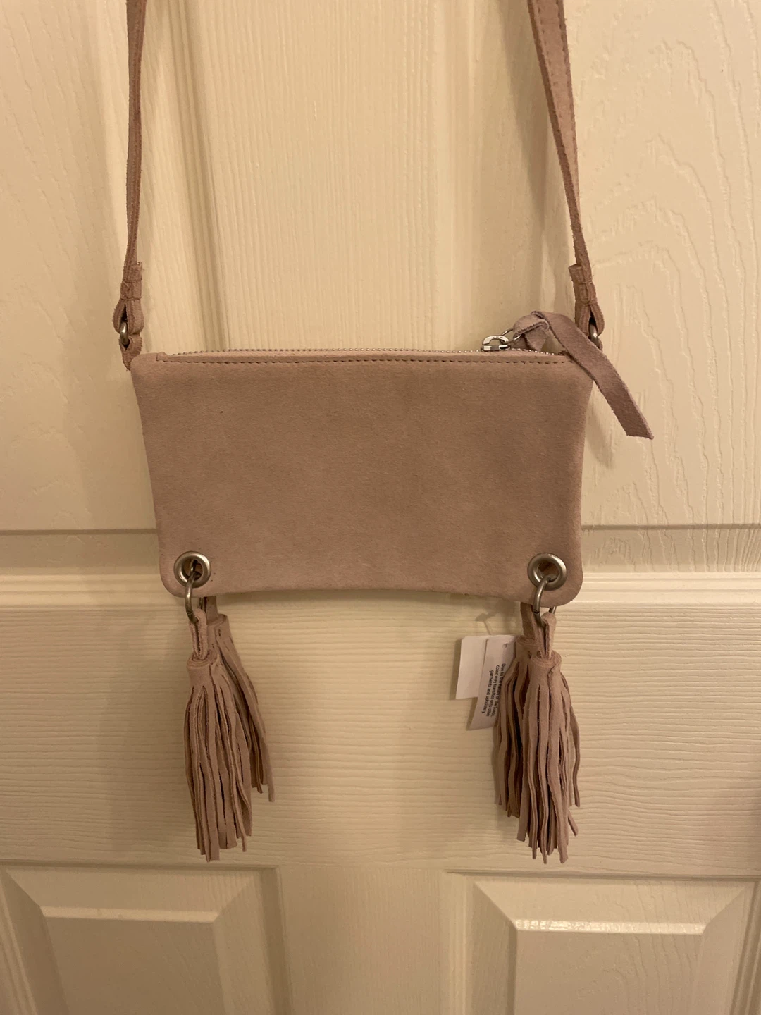 Suede Crossbody Purse with Tassels - photo 2