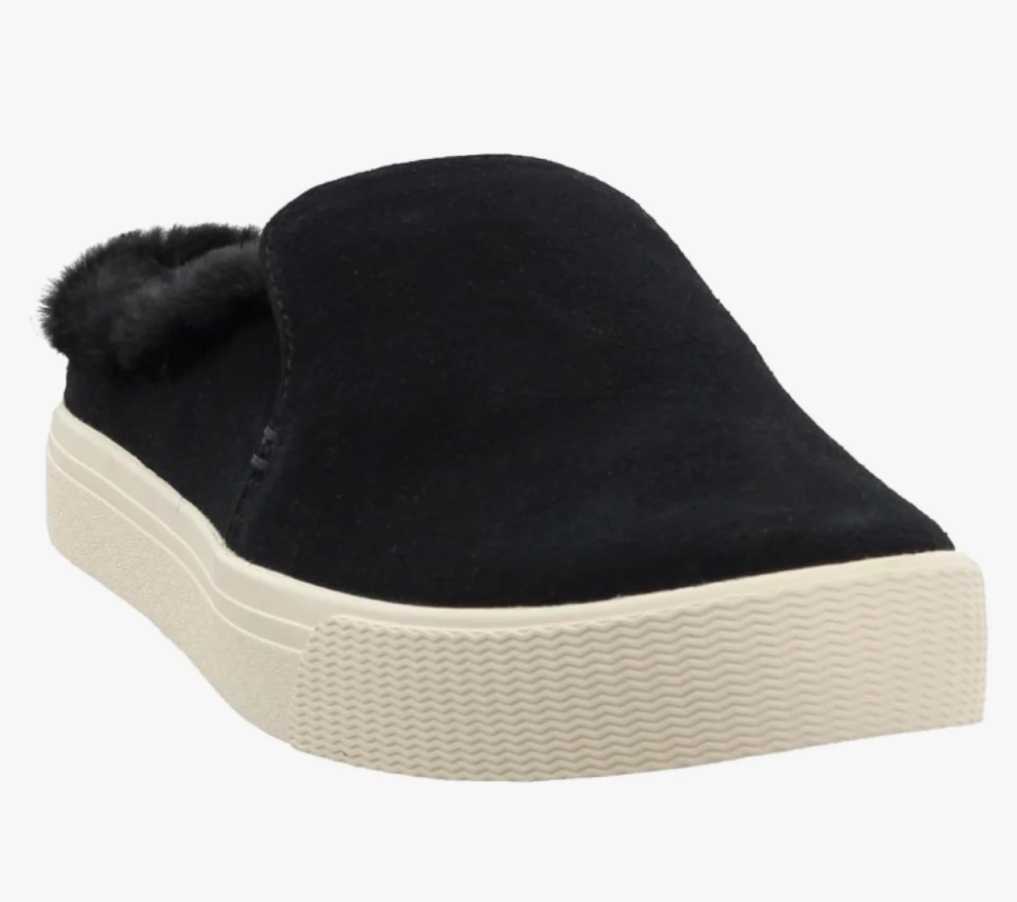 TOMS Black Suede Fur Lined Slip On Shoes⚽️