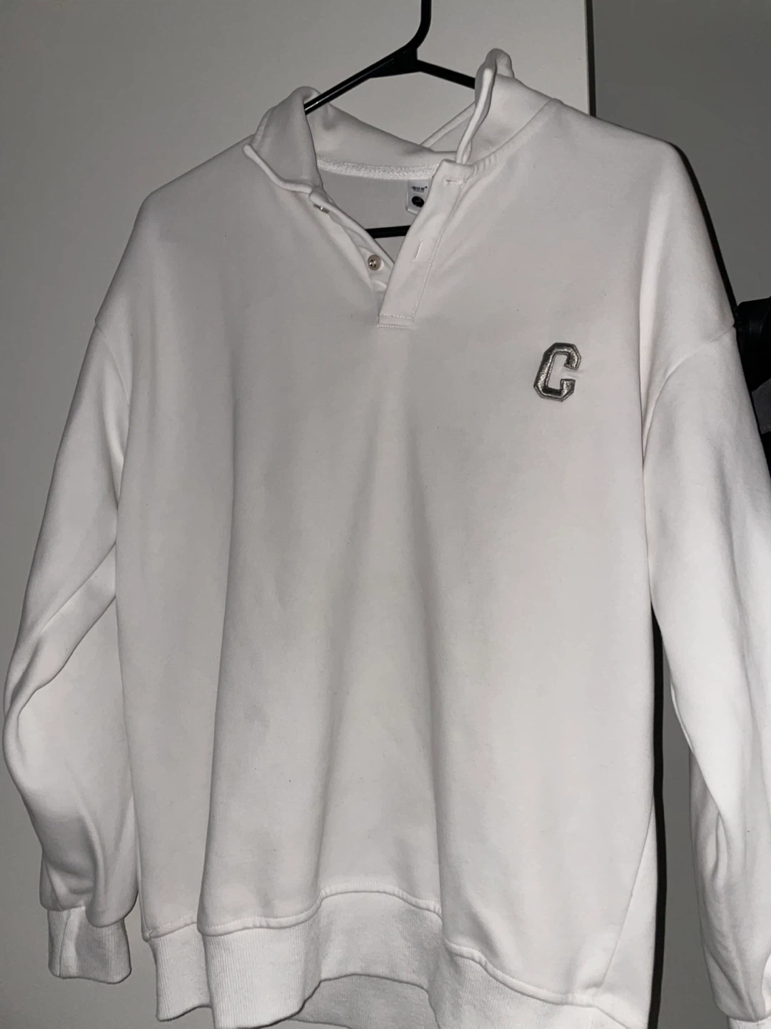 White Collared Sweatshirt