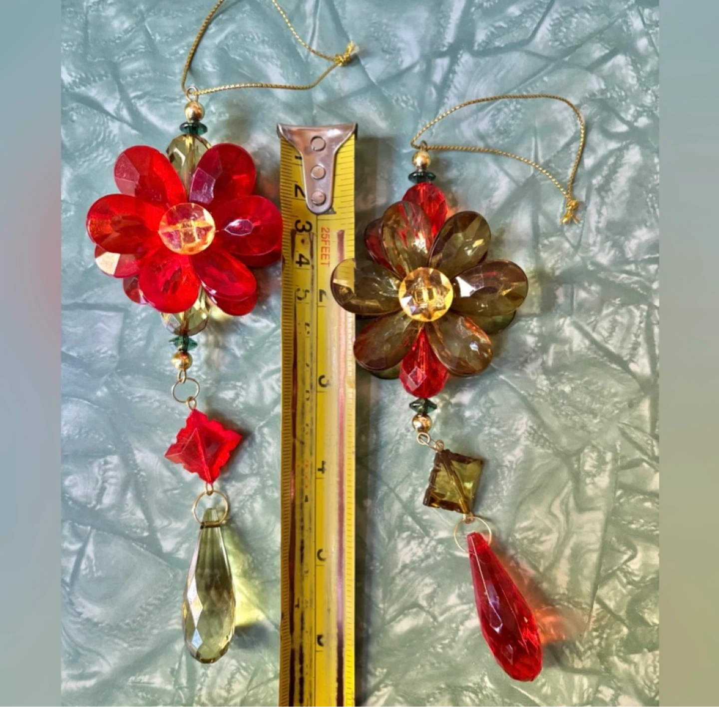 ⚽️Set of 2 Beaded Flower Ornaments - photo 4
