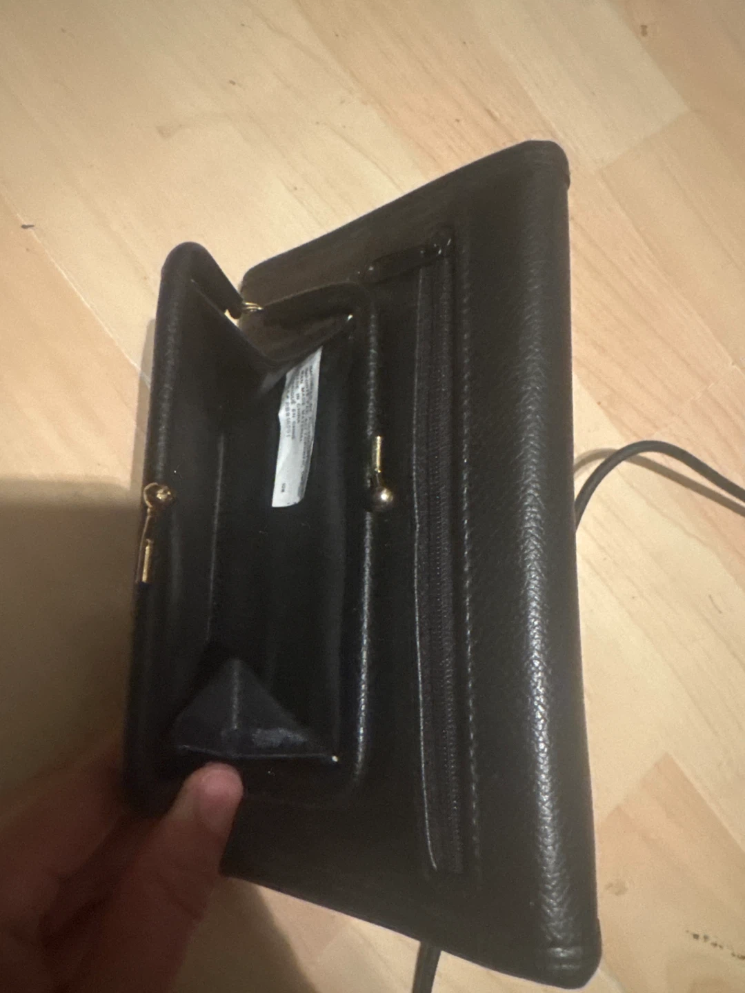 Black Faux Leather Clutch Wallet with Strap - photo 2