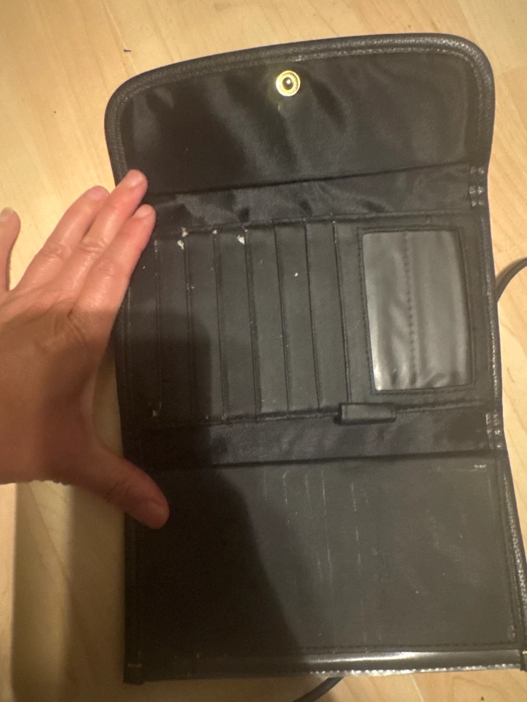 Black Faux Leather Clutch Wallet with Strap - photo 4