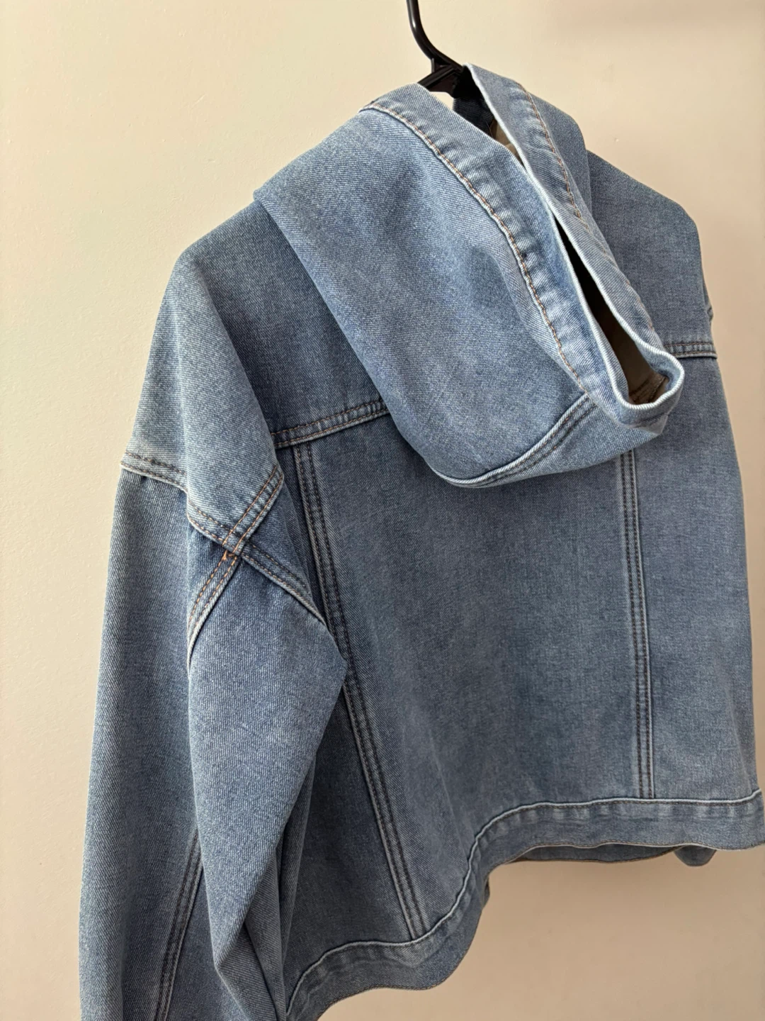 Light Wash Denim Jacket with Hood - photo 2