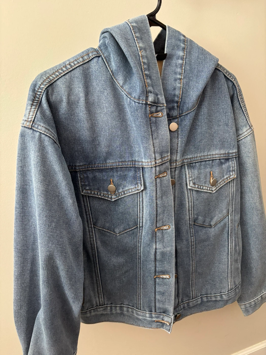 Light Wash Denim Jacket with Hood