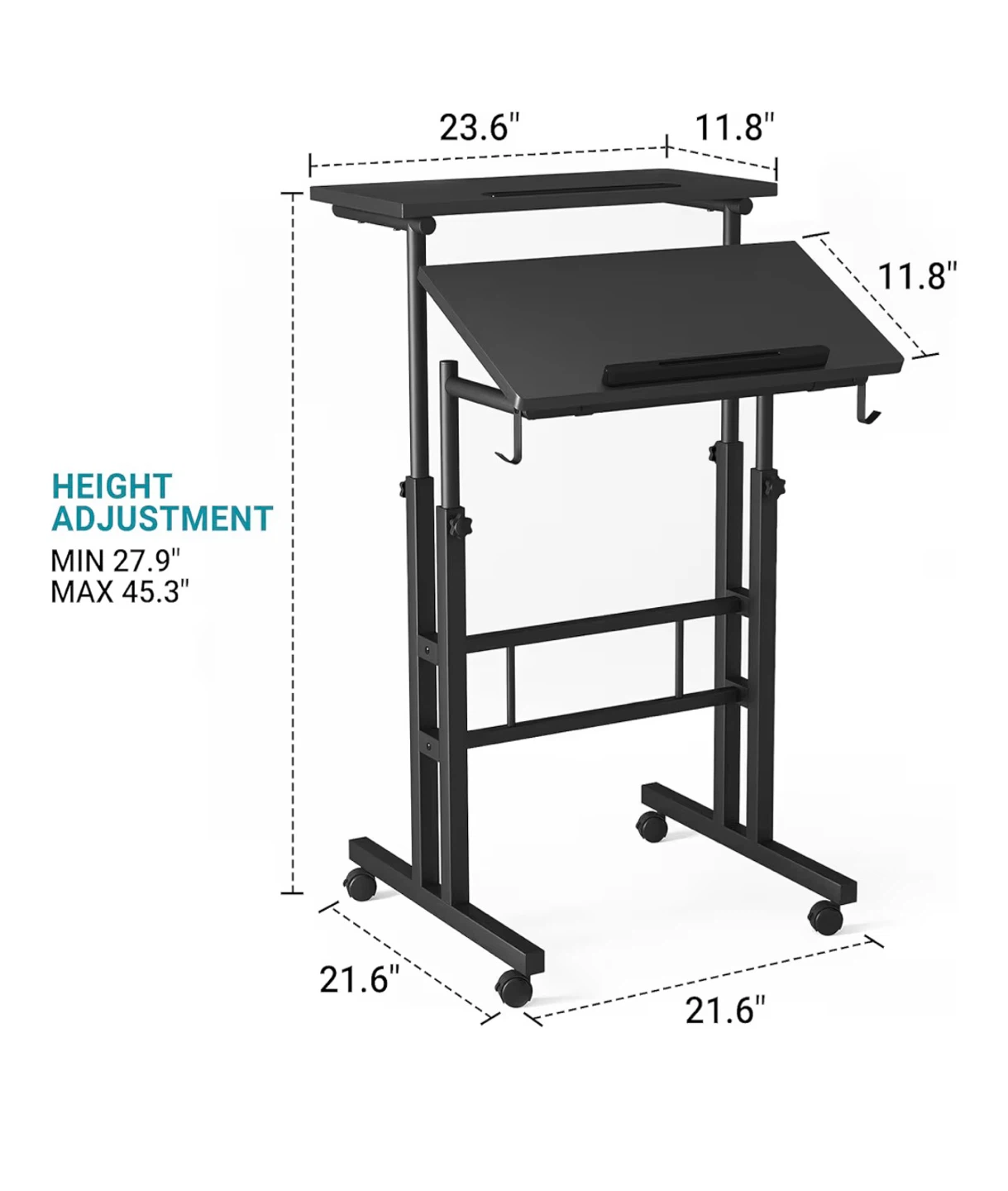 Adjustable Height Standing Desk with Cup Holder (Black) - photo 4