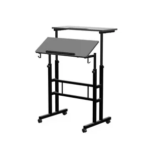 Adjustable Height Standing Desk with Cup Holder (Black)
