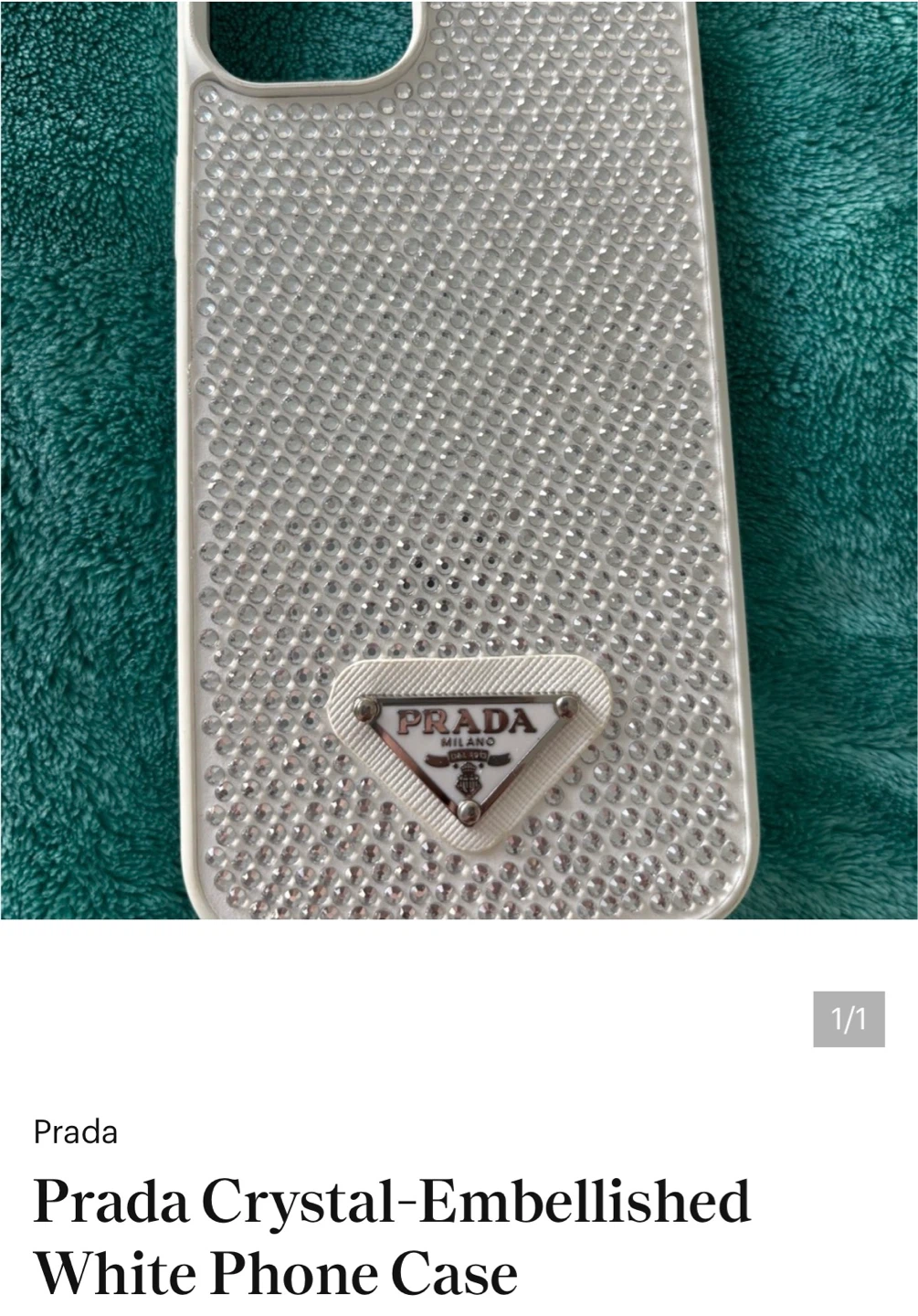 Prada Crystal Embellished White Phone Case