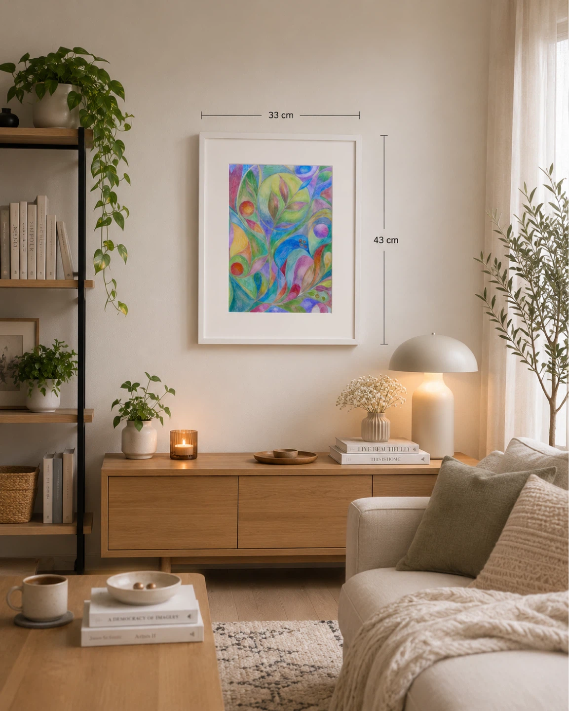 Handmade Abstract Drawing in IKEA Frame – Ready to Hang
