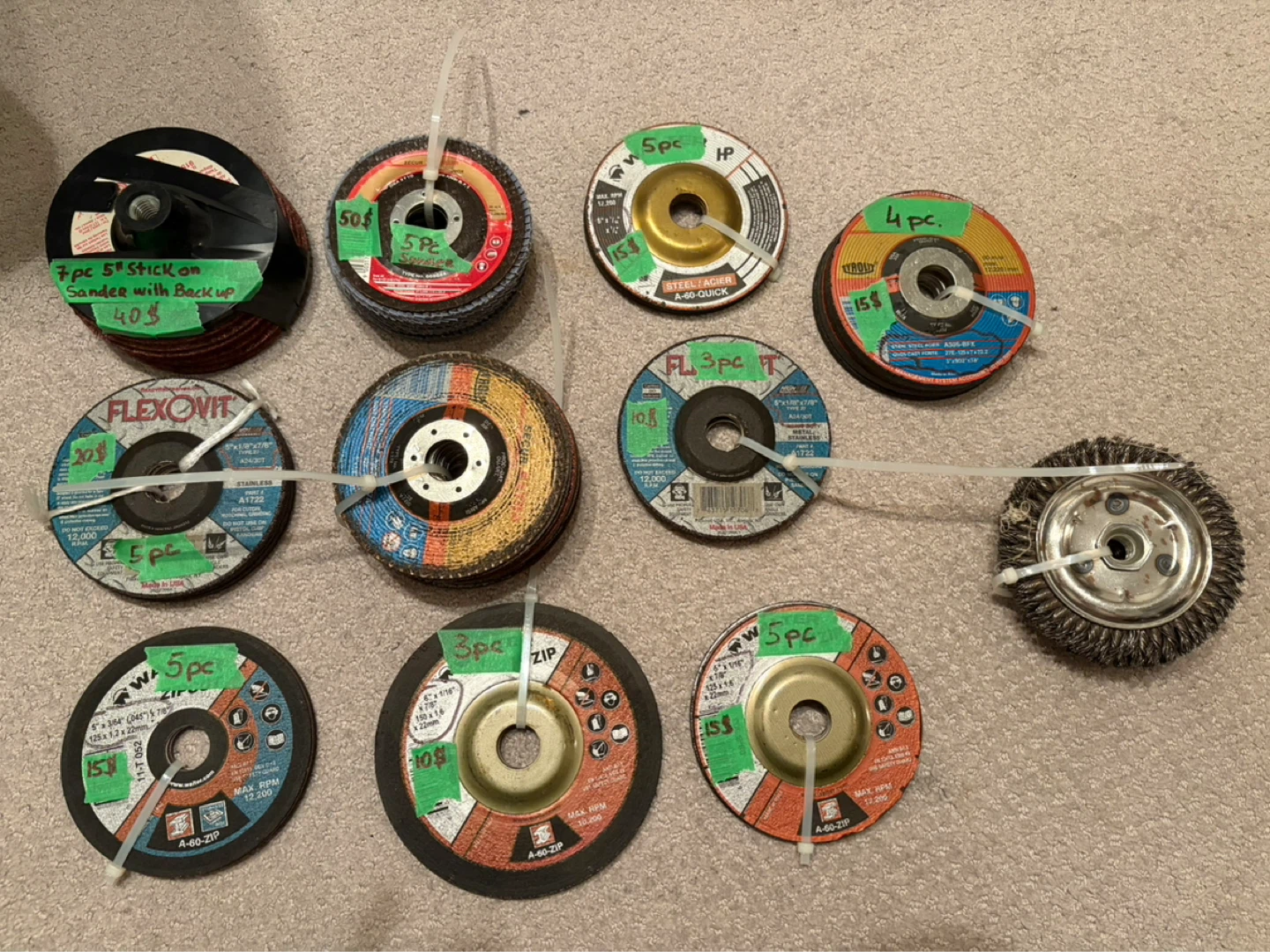 Assorted Grinding and Sanding Discs with Backing Pad