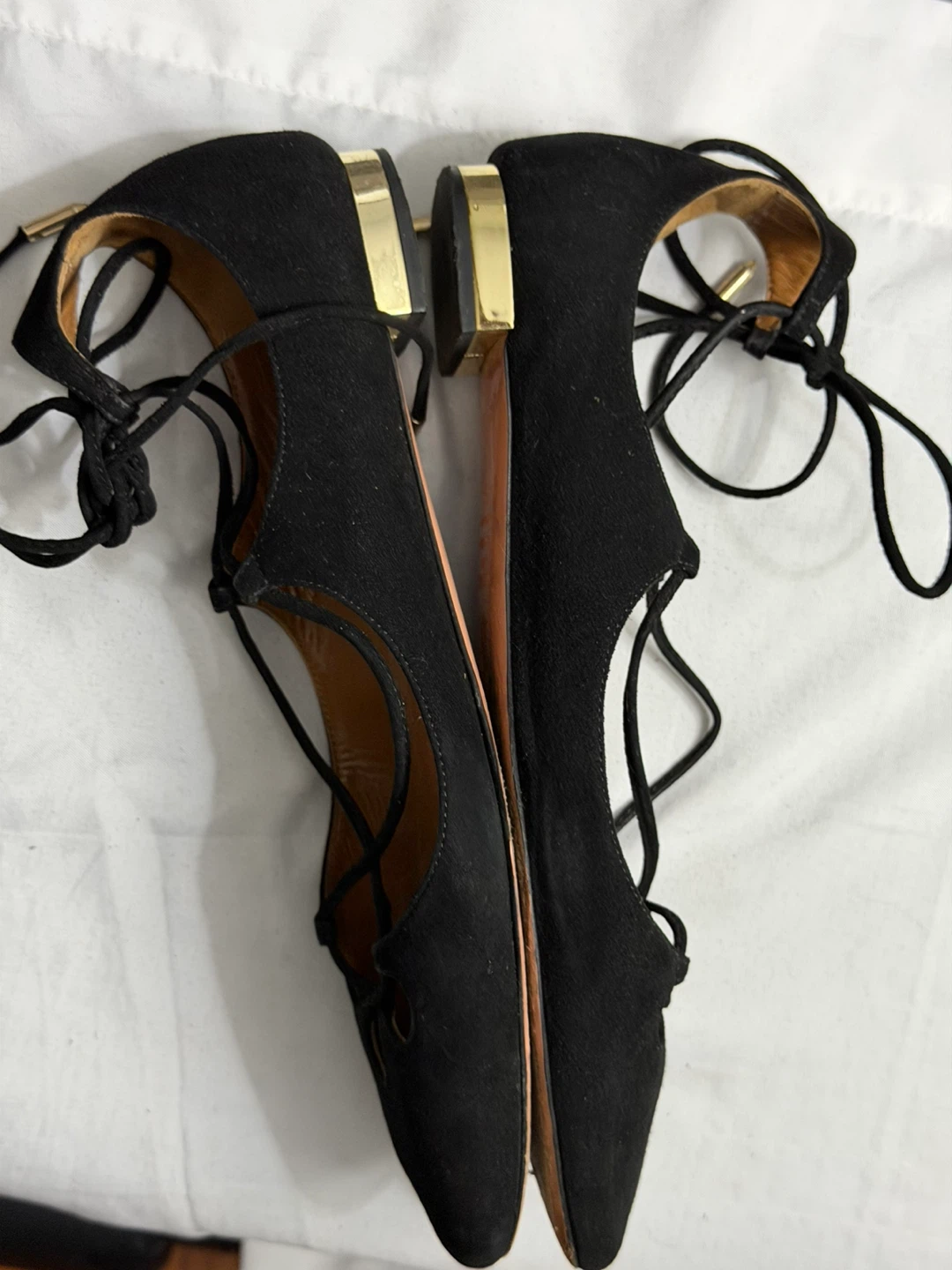 Aquazzura Frennze Black and Gold heels flat made in Italy - photo 3